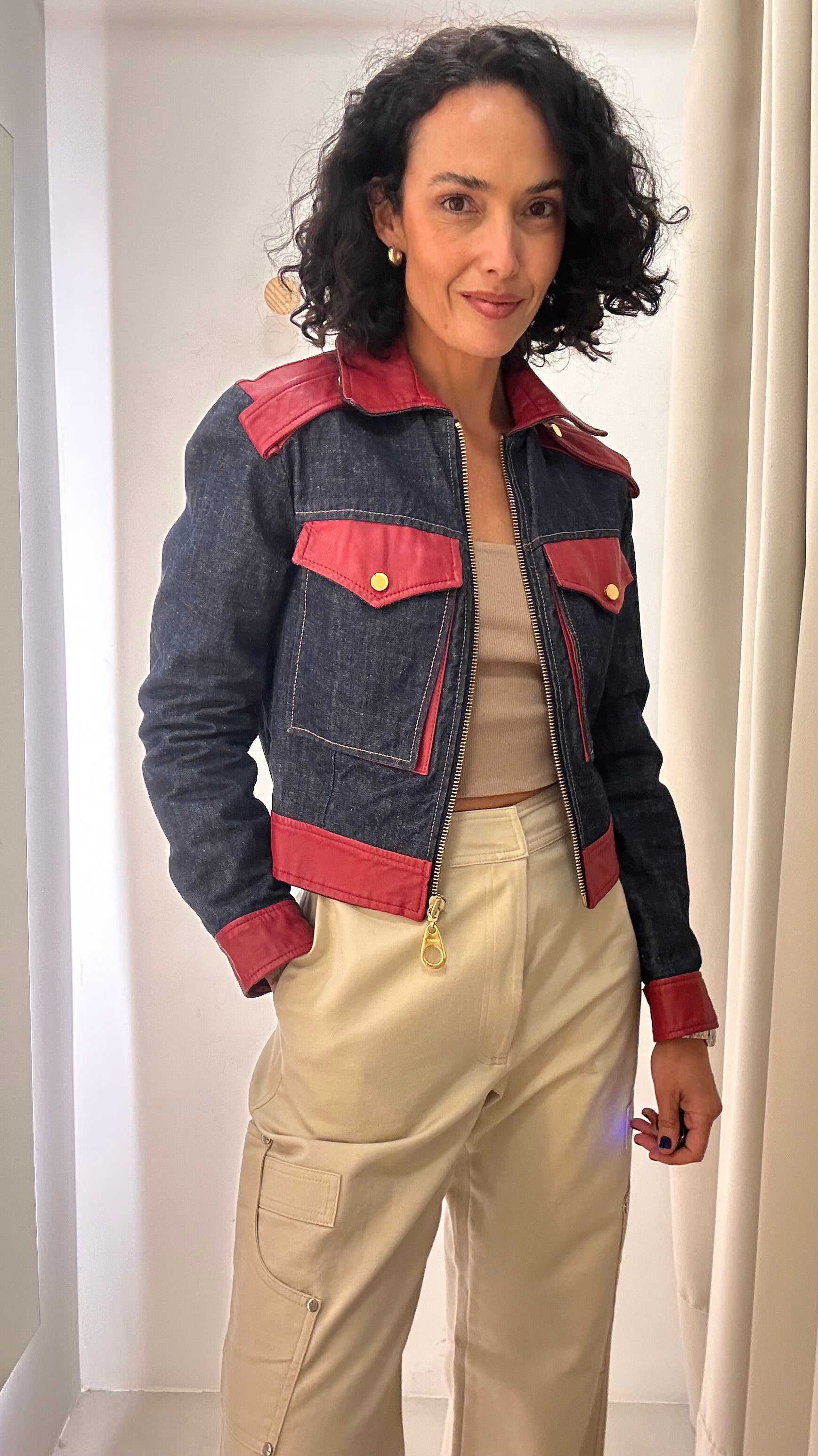 Jaqueta jeans e couro Animale