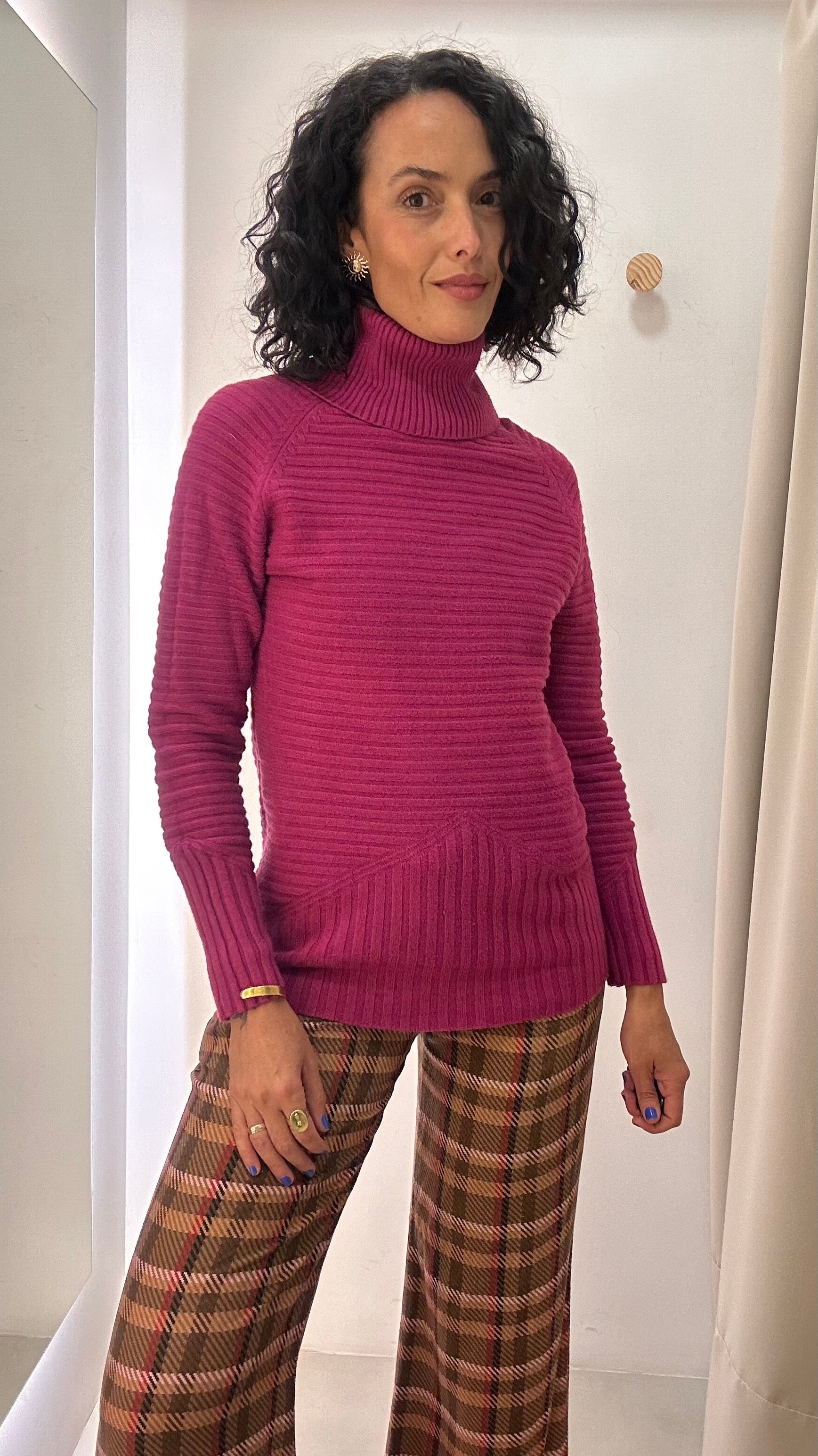 Suéter Tricot Rosa Fucsia
