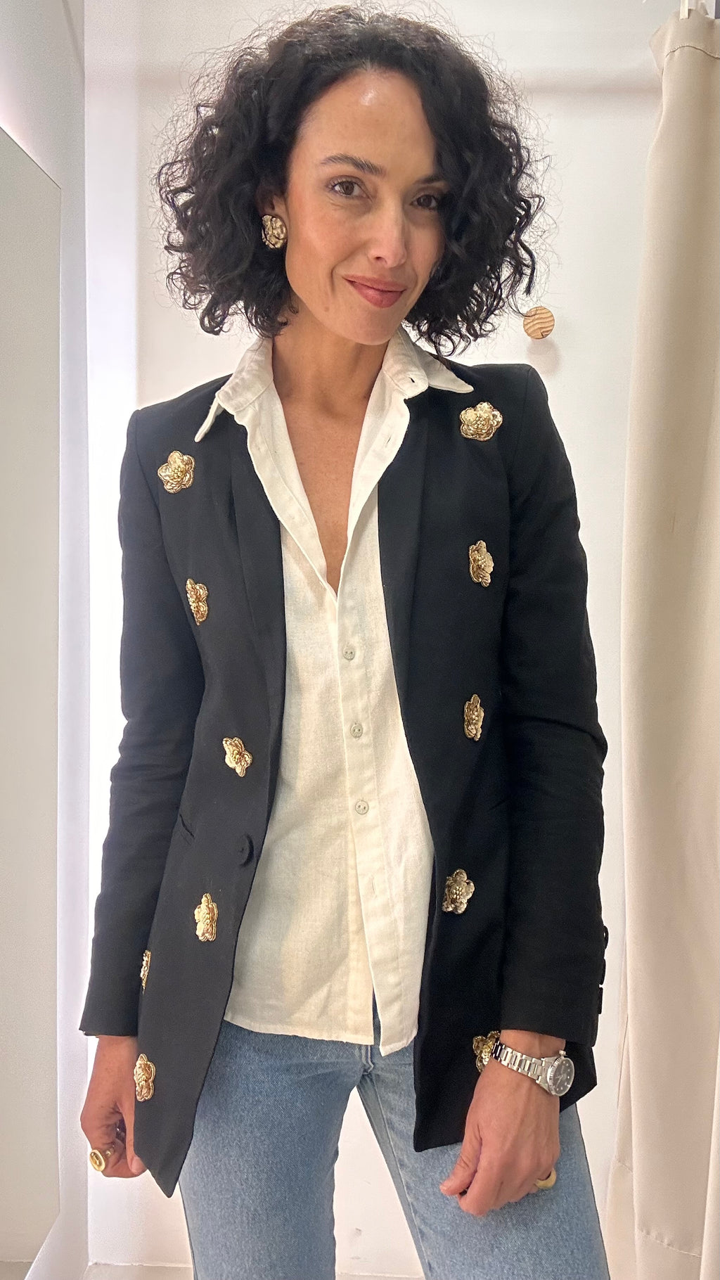 Blazer linho bordado Ninatton