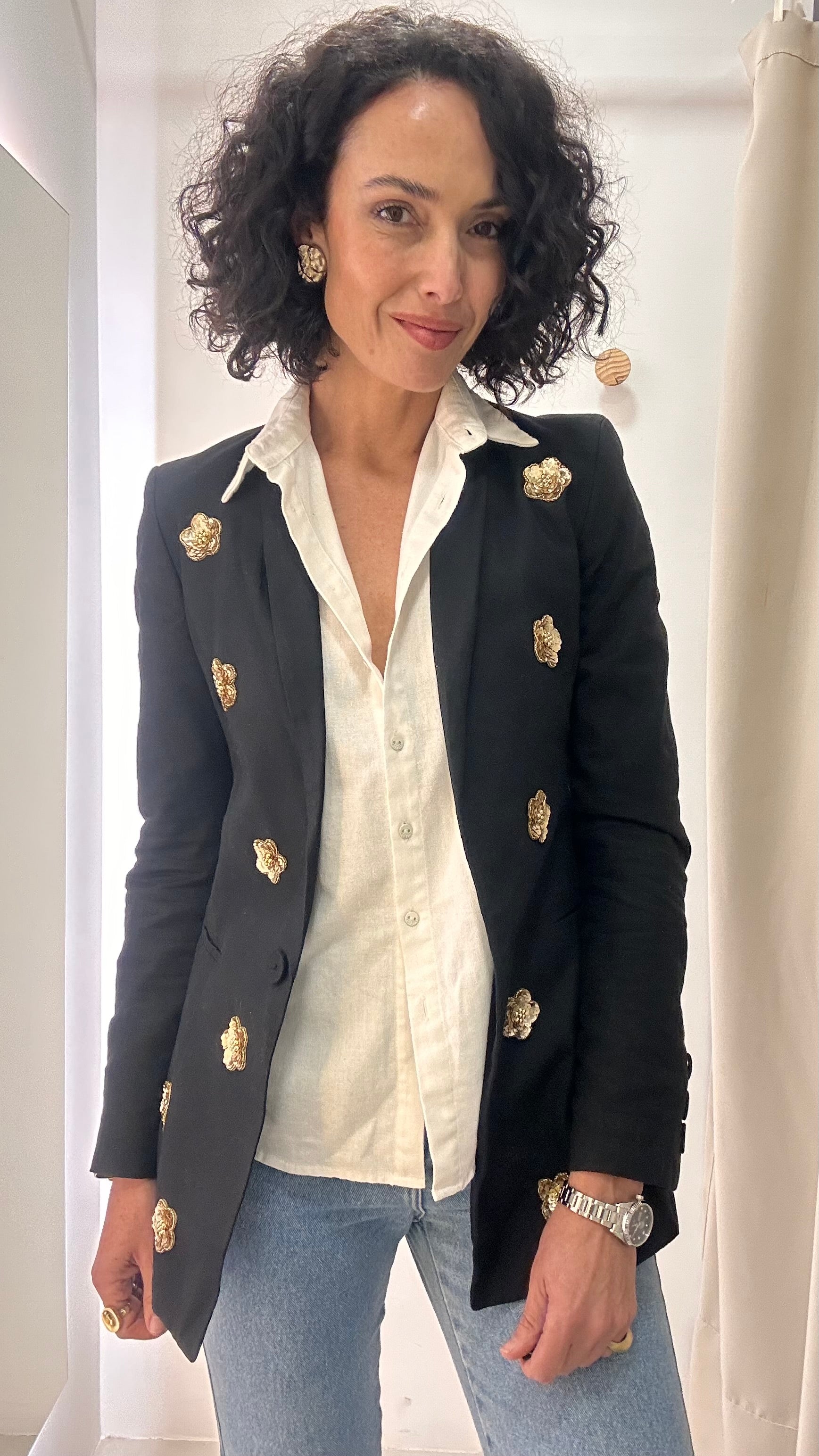 Blazer linho bordado Ninatton