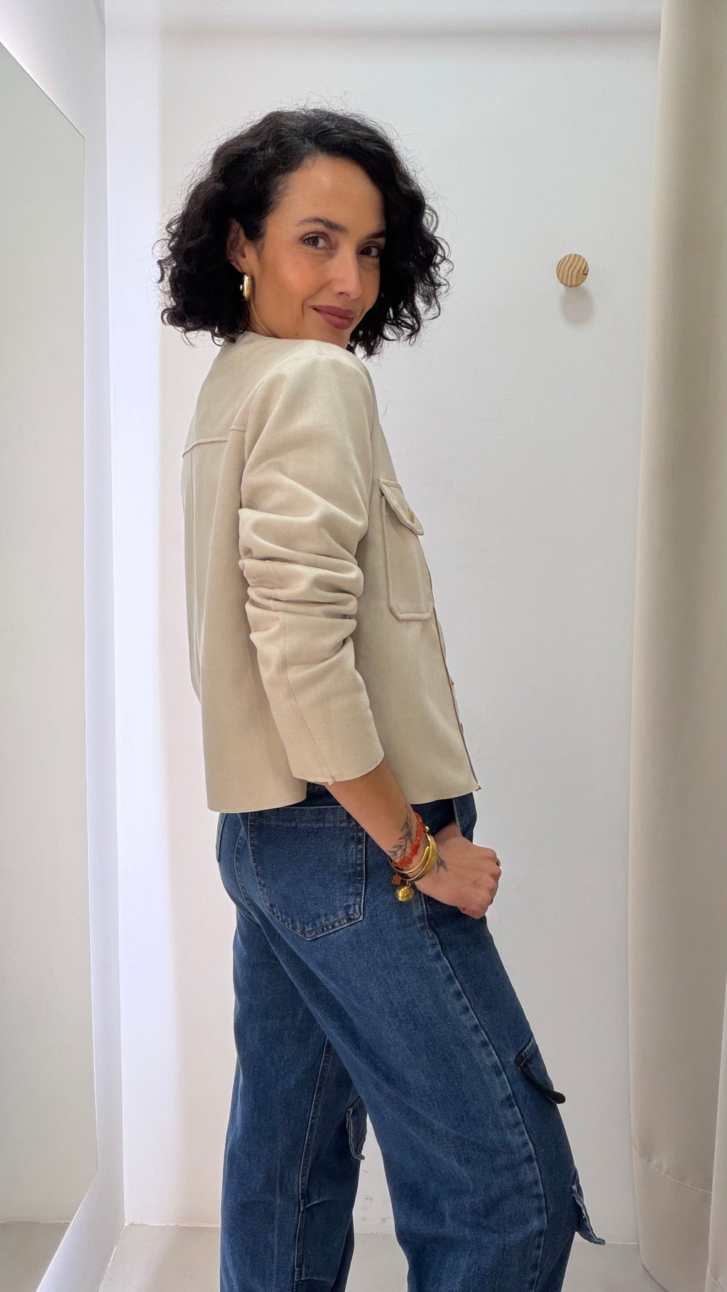Casaco Bege suede Mochine