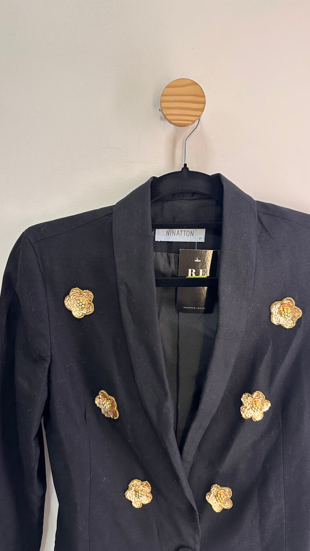 Blazer linho bordado Ninatton
