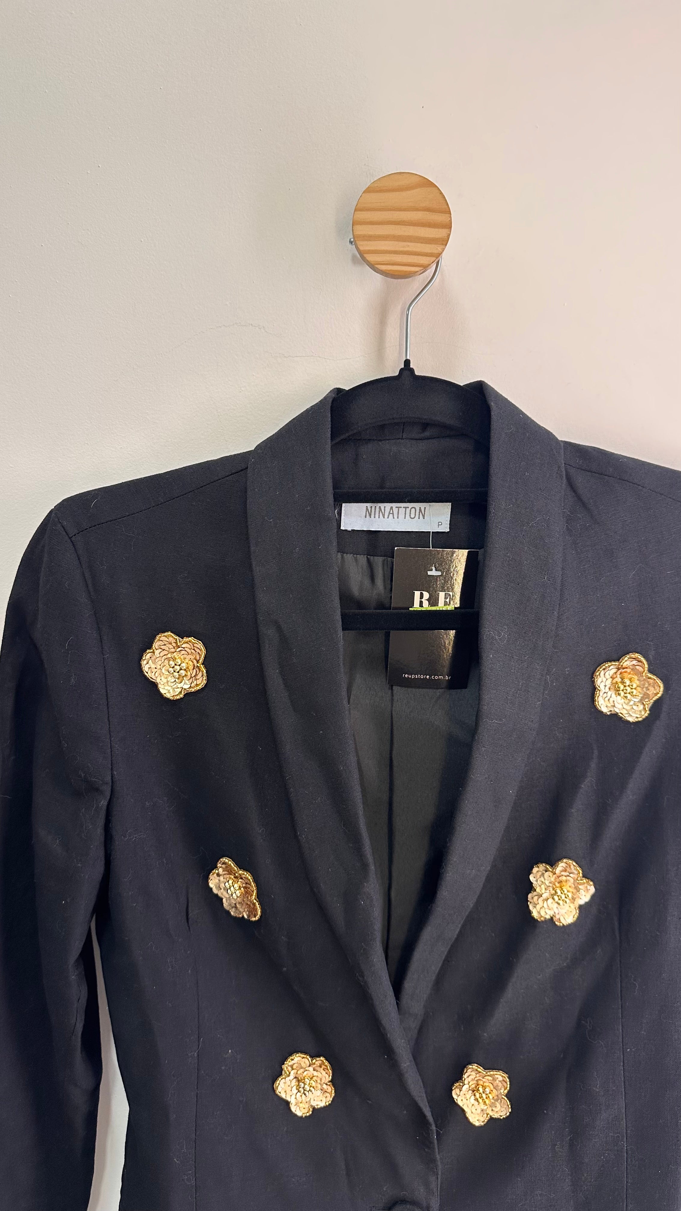 Blazer linho bordado Ninatton