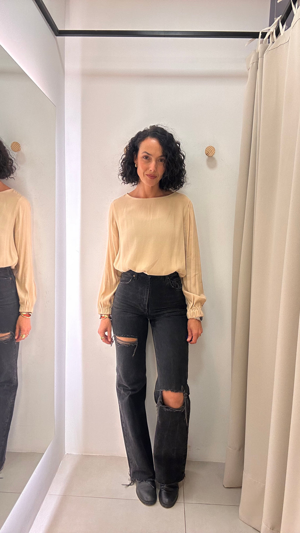 Calça Jeans Wide Leg Preta Zara