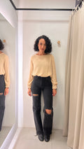 Calça Jeans Wide Leg Preta Zara