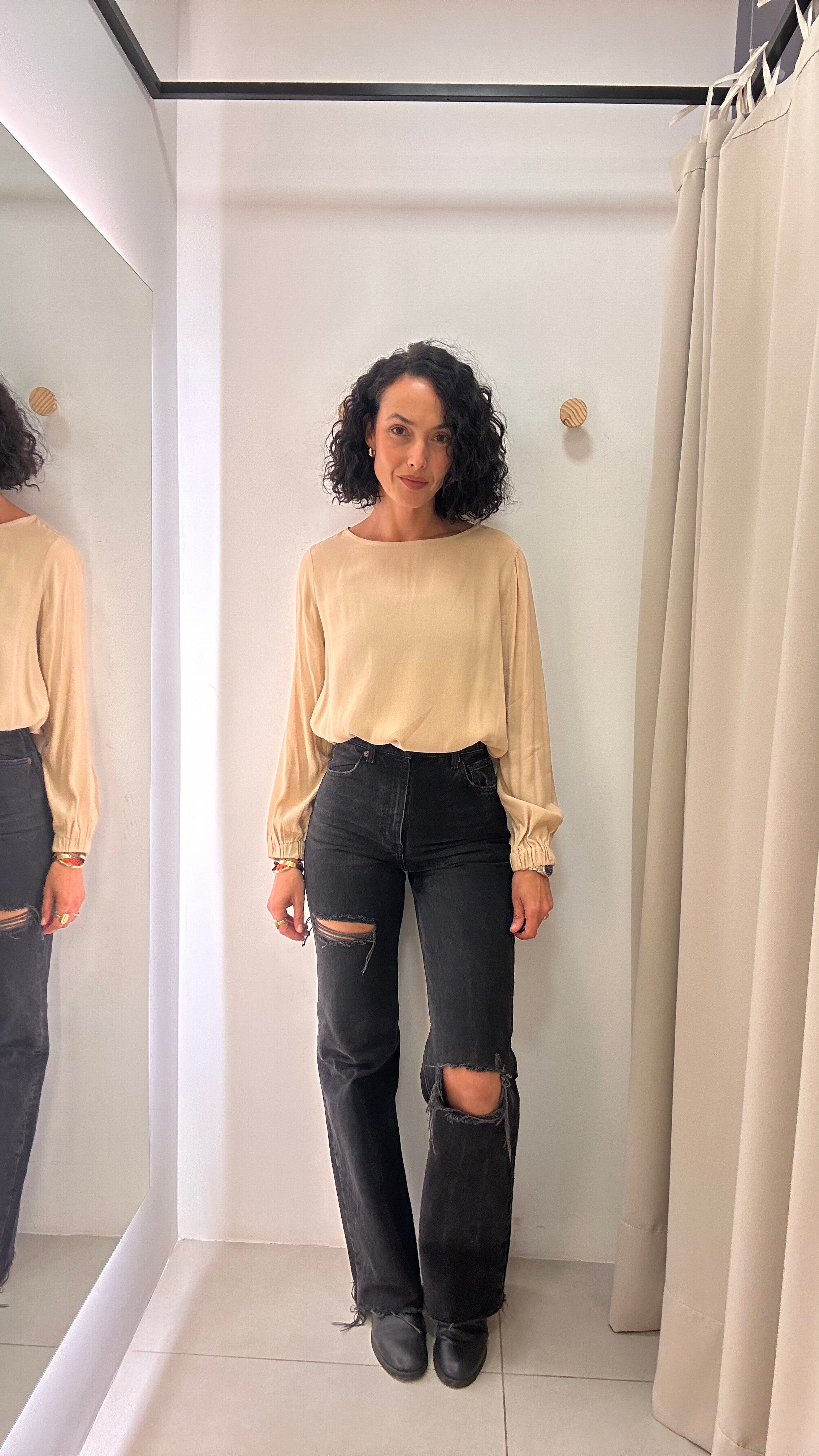 Calça Jeans Wide Leg Preta Zara