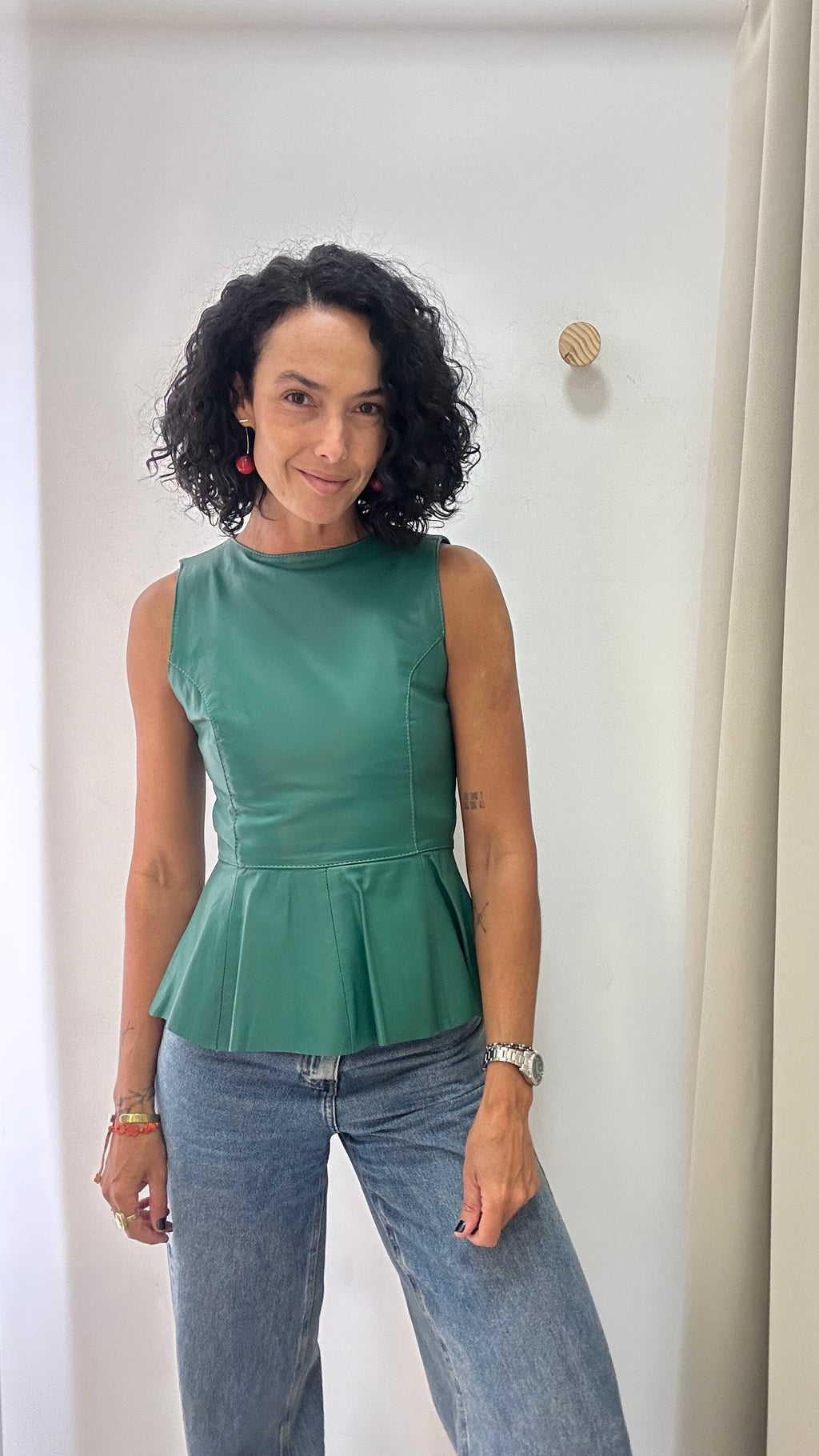 Blusa em Couro Verde