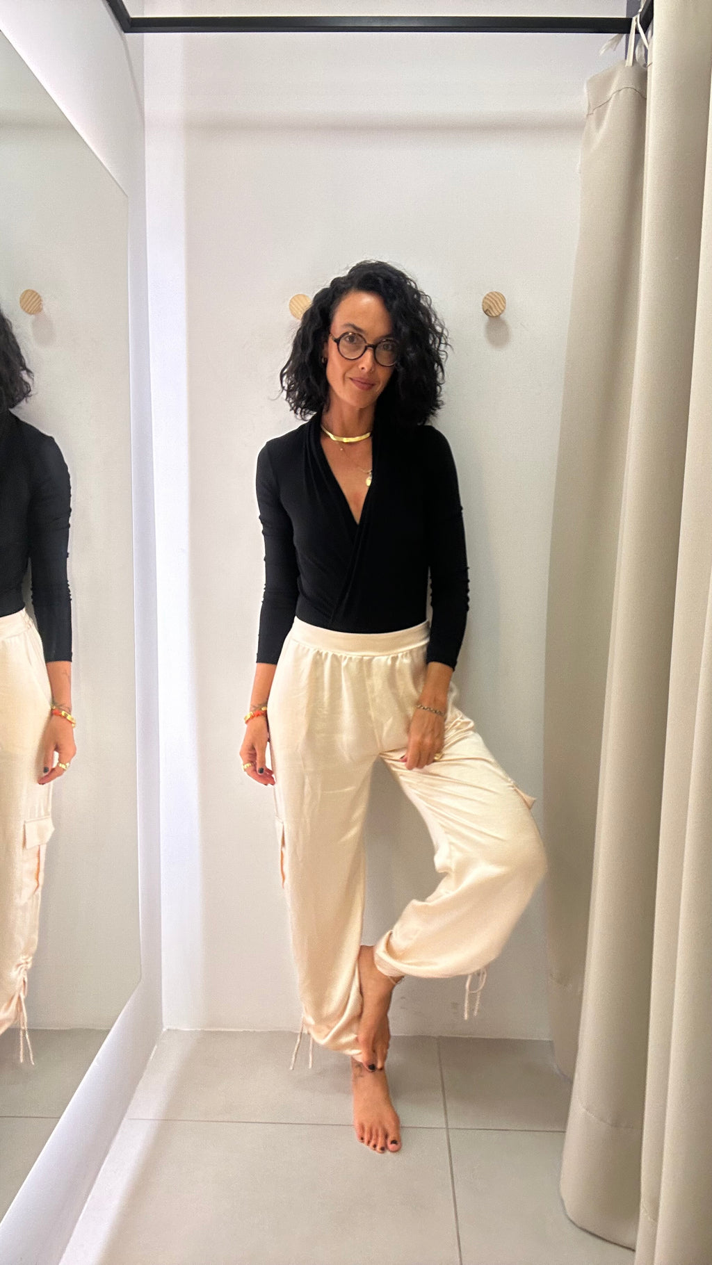Calça Cetim Rosa Claro Maria Manô