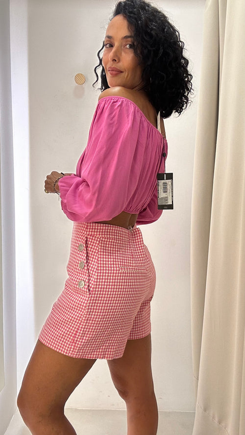 Blusa Cropped Rosa