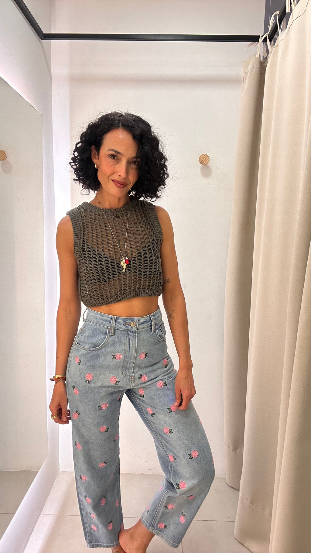Calça Jeans Rosas Nati Vozza