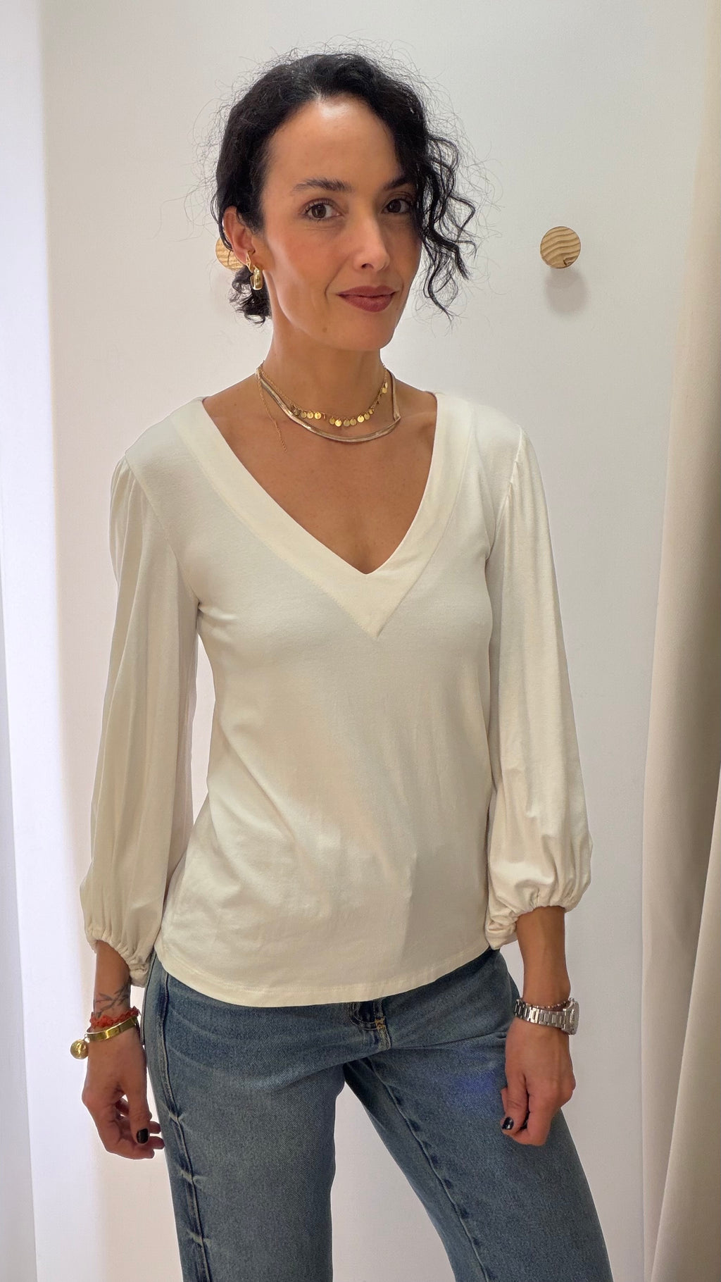 Blusa Branca Sacada