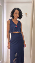 Vestido linho misto Simone Franco
