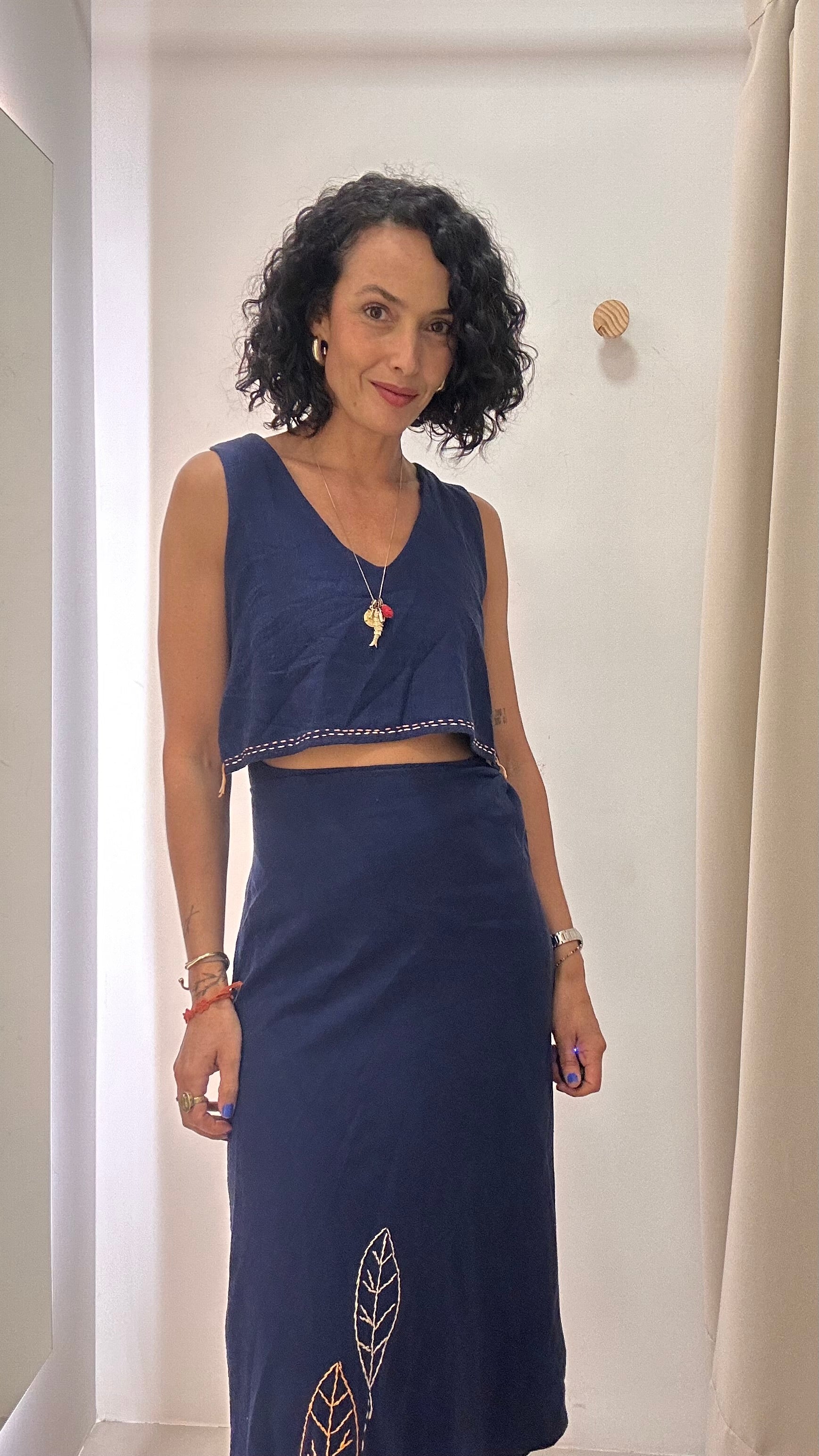 Vestido linho misto Simone Franco