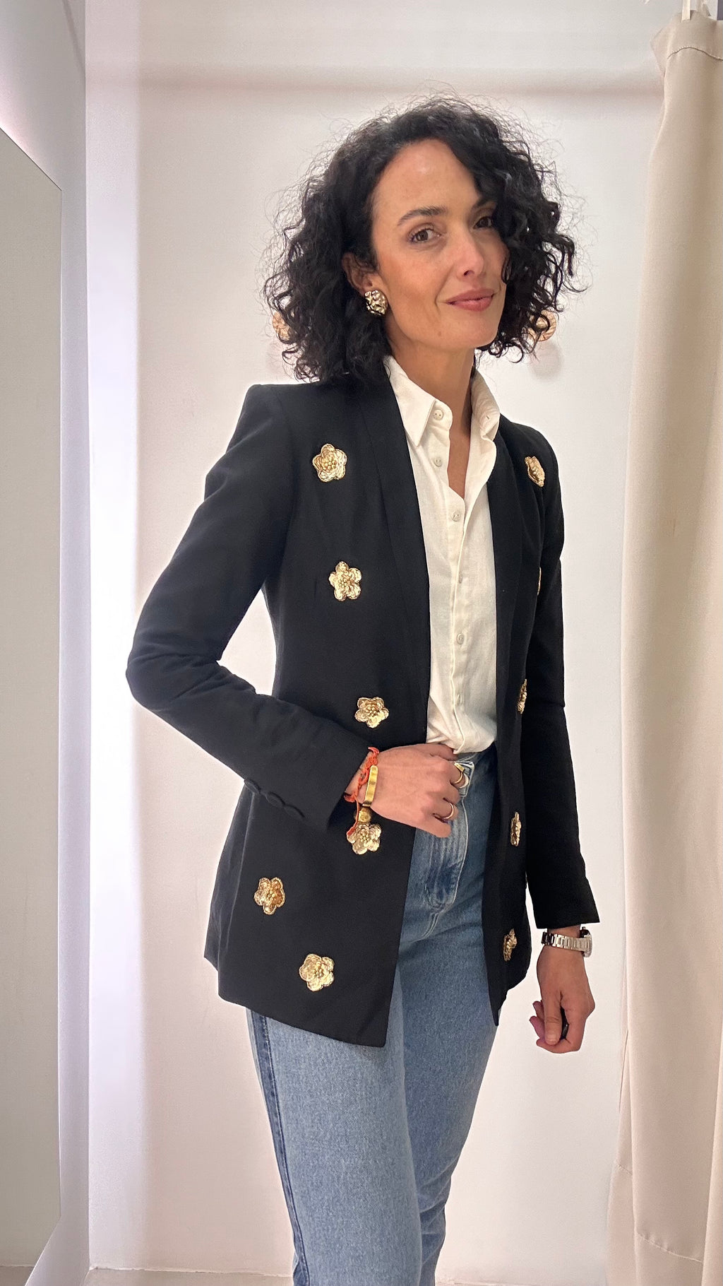Blazer linho bordado Ninatton