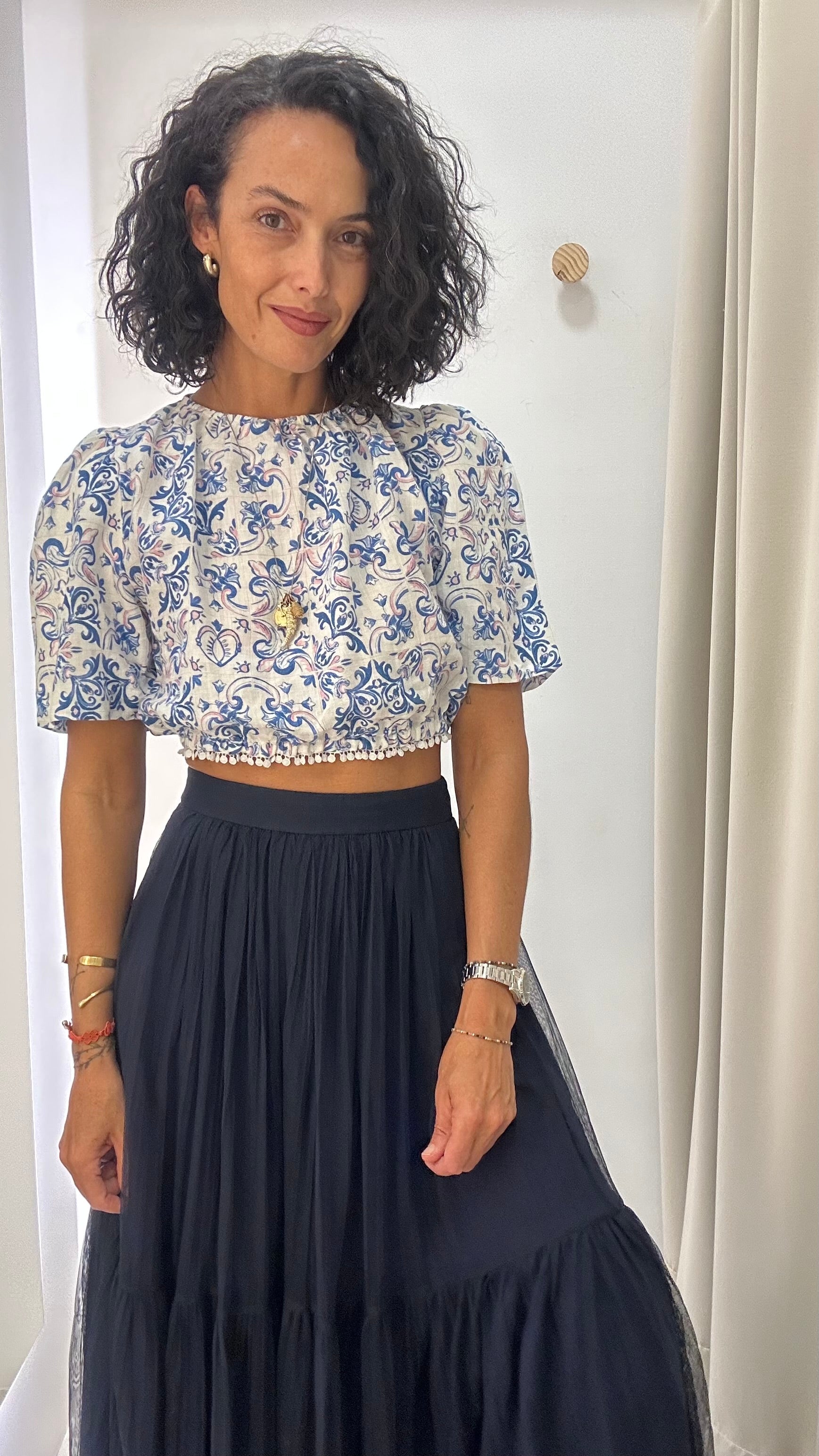 Blusa Cropped Estampada Mixed