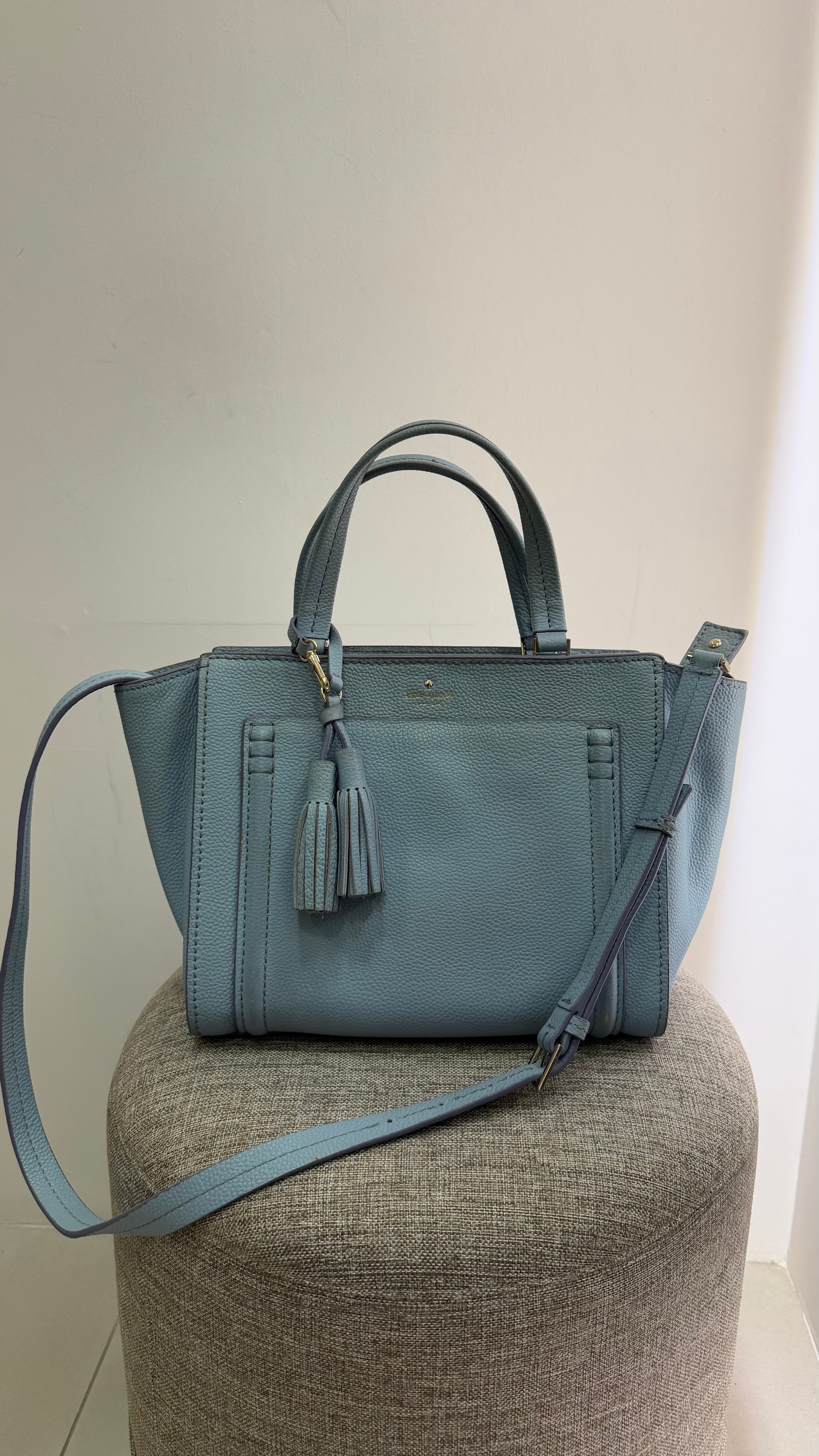 Bolsa couro azul Kate Spade