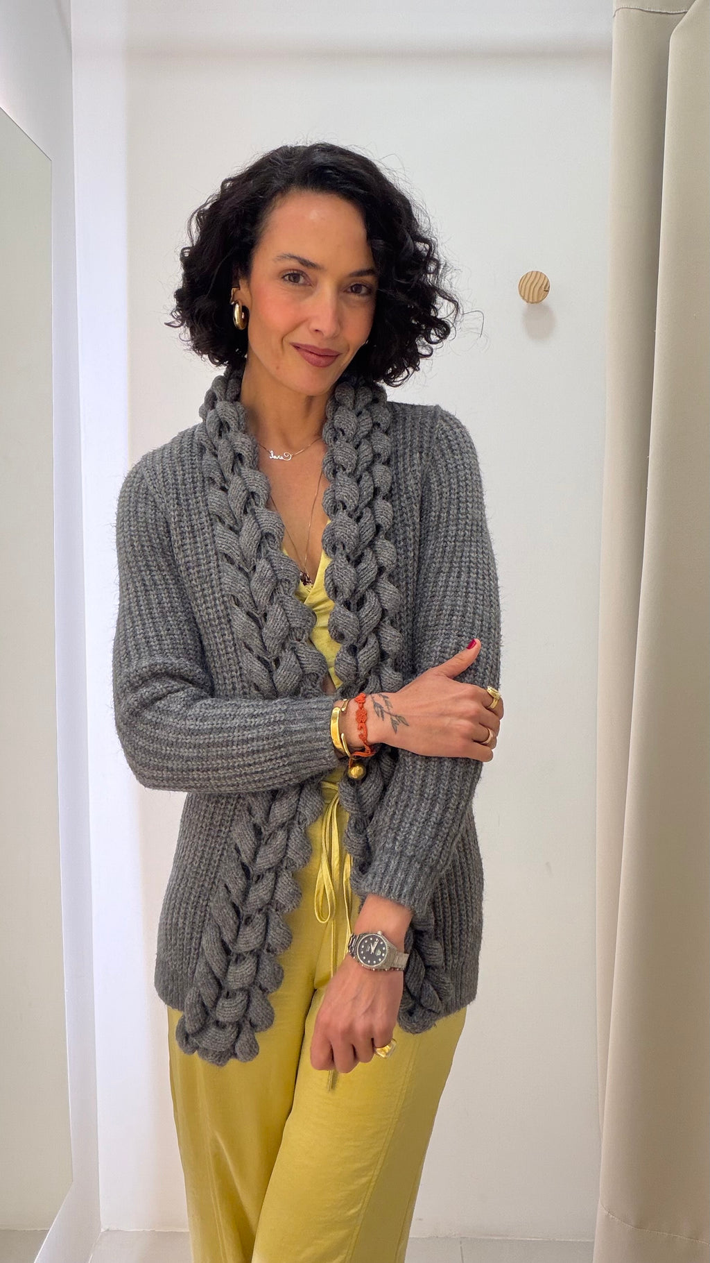 Cardigan cinza alongado Biamar