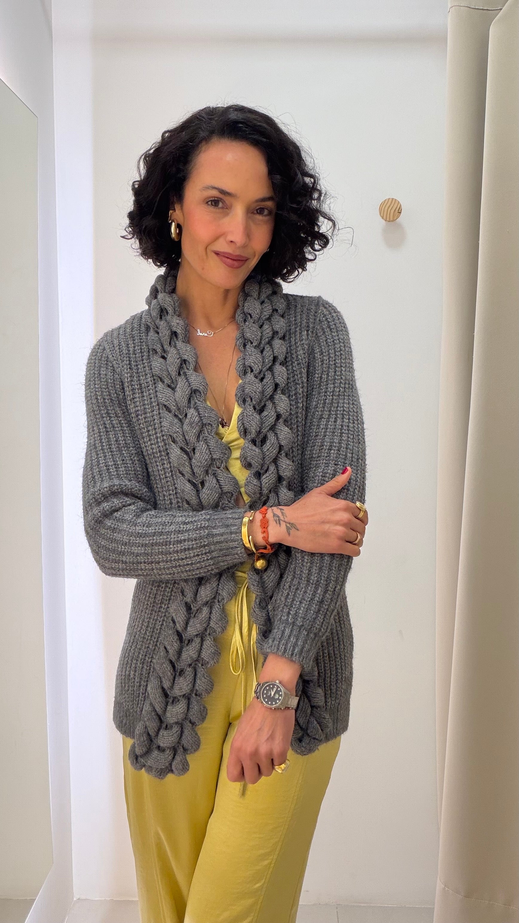Cardigan cinza alongado Biamar
