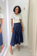 Saia Plissada Azul Zara