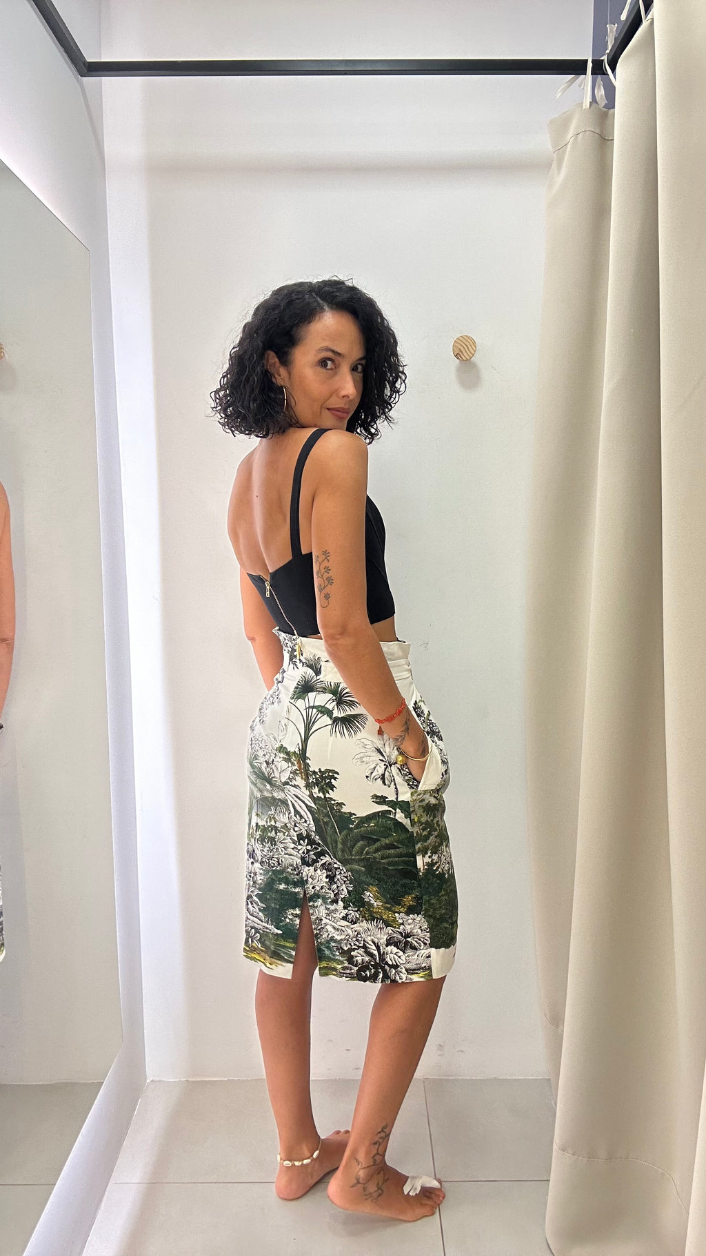 Saia Branca com Estampa Alberta Ferretti