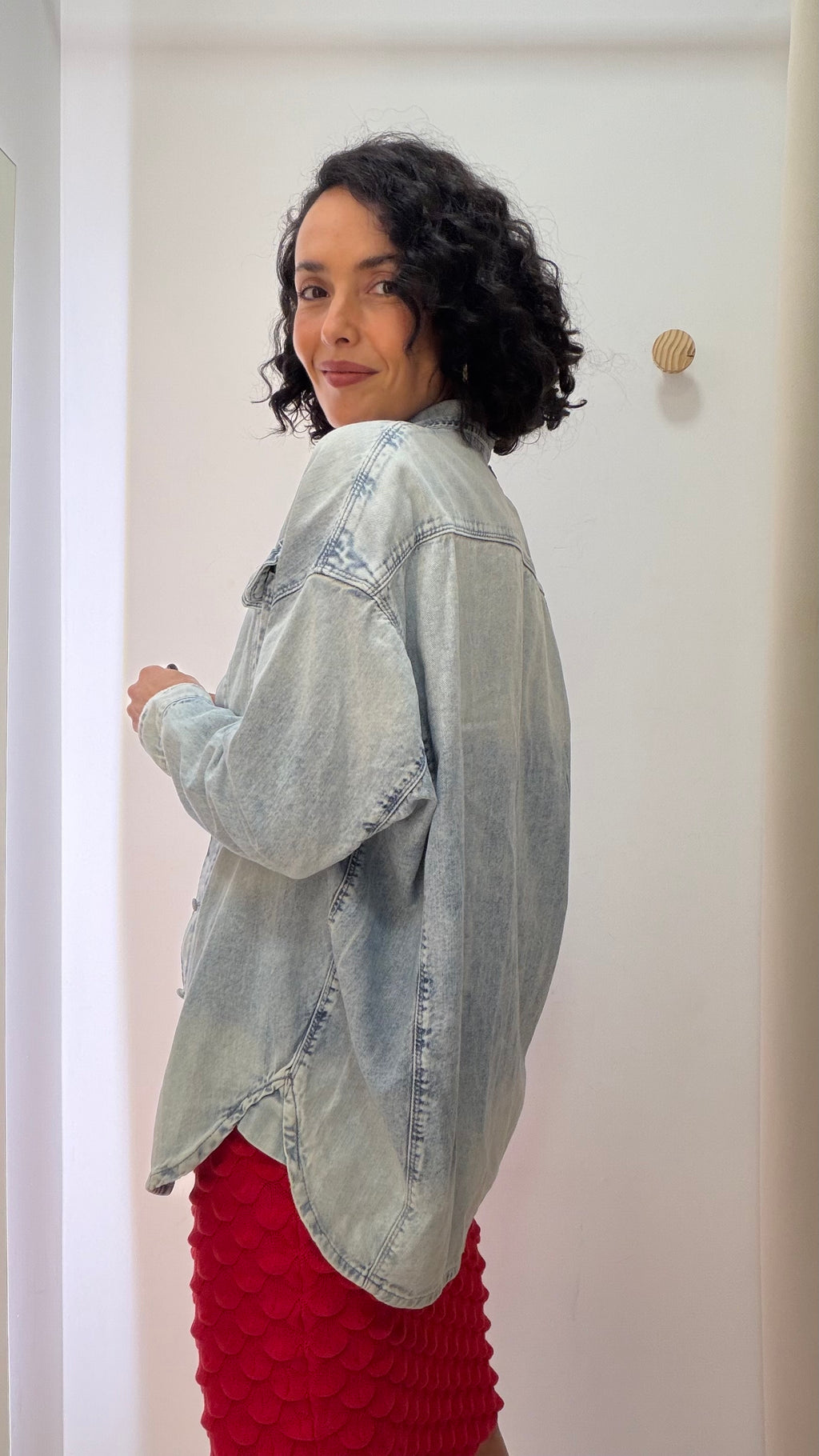 Camisa Jeans Rosa Chá