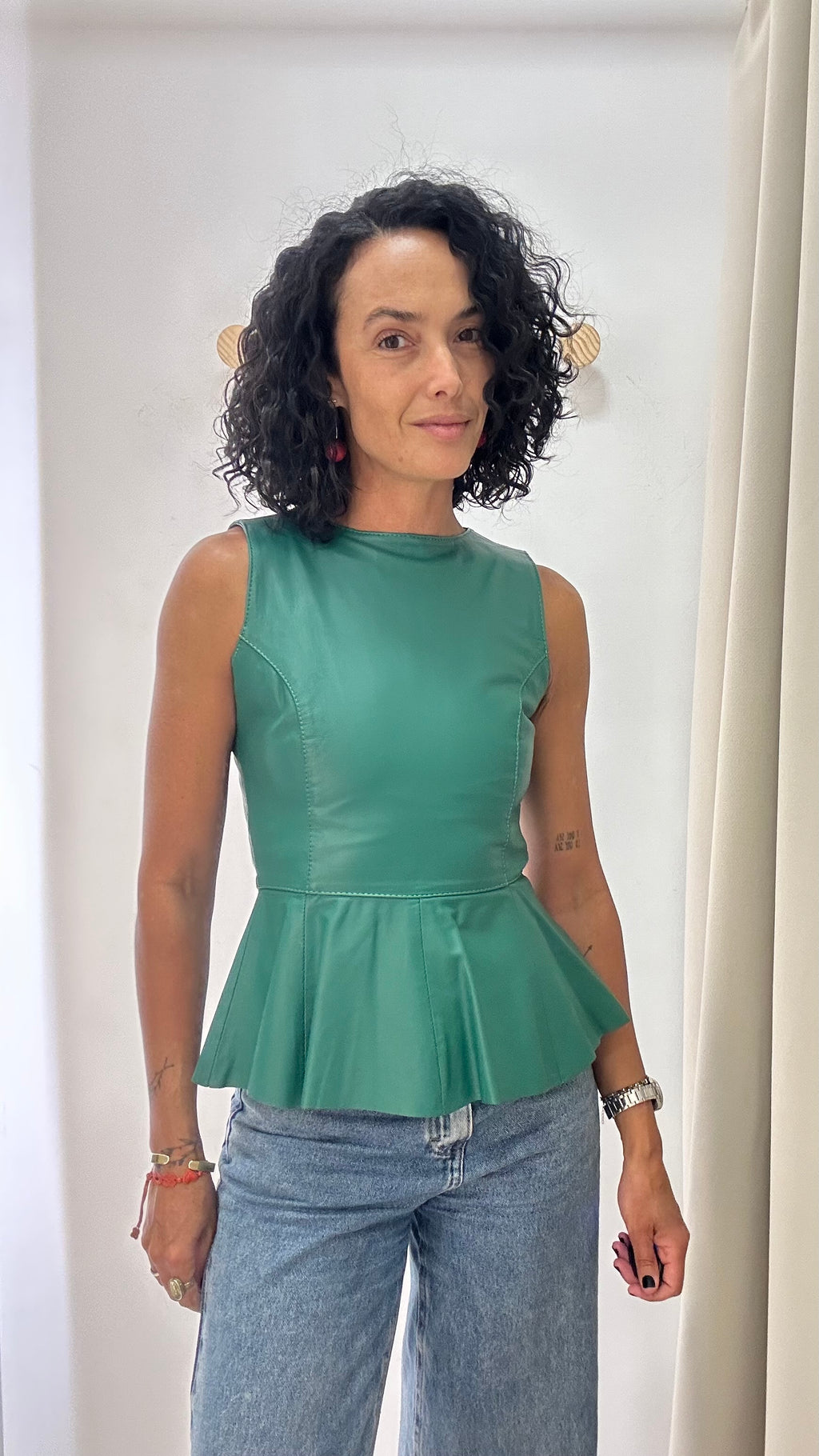 Blusa em Couro Verde