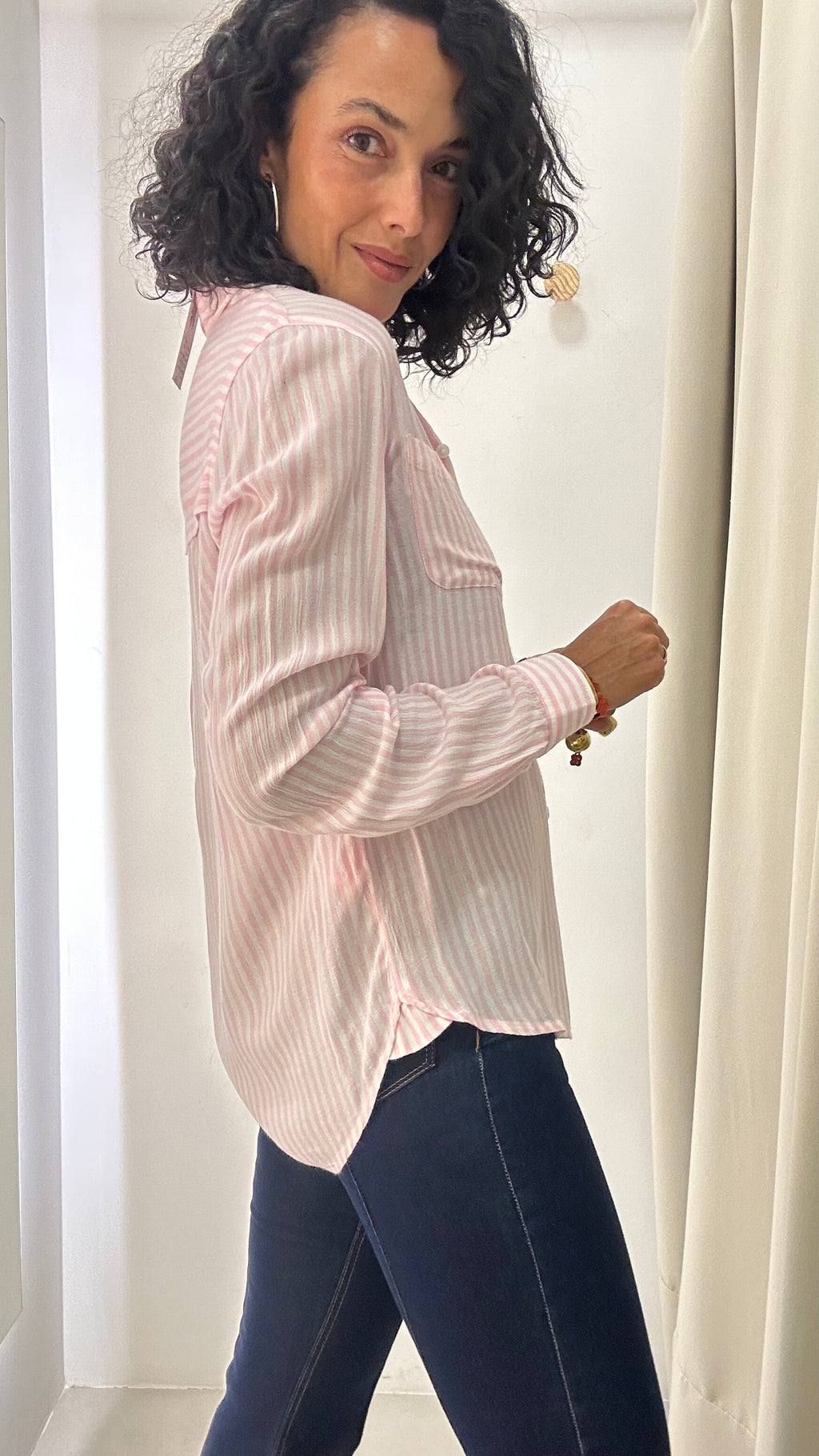Camisa Listrada Rosa Beach Lunch