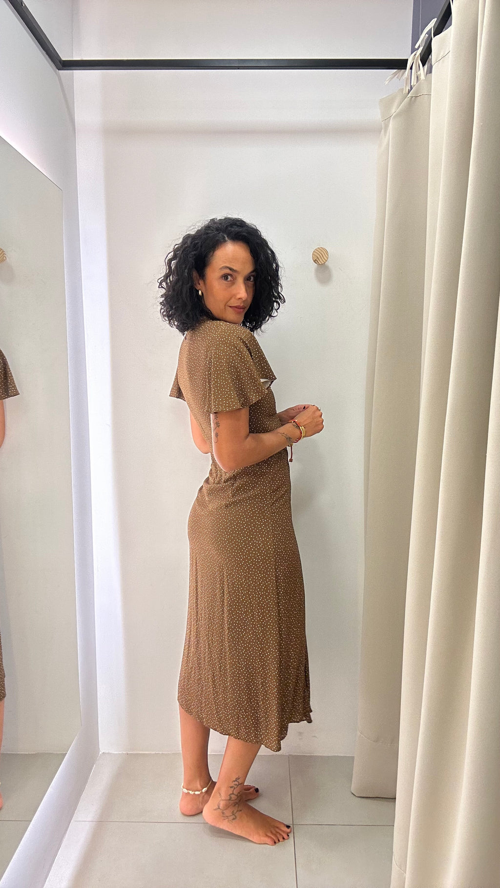 Vestido Poá Marrom