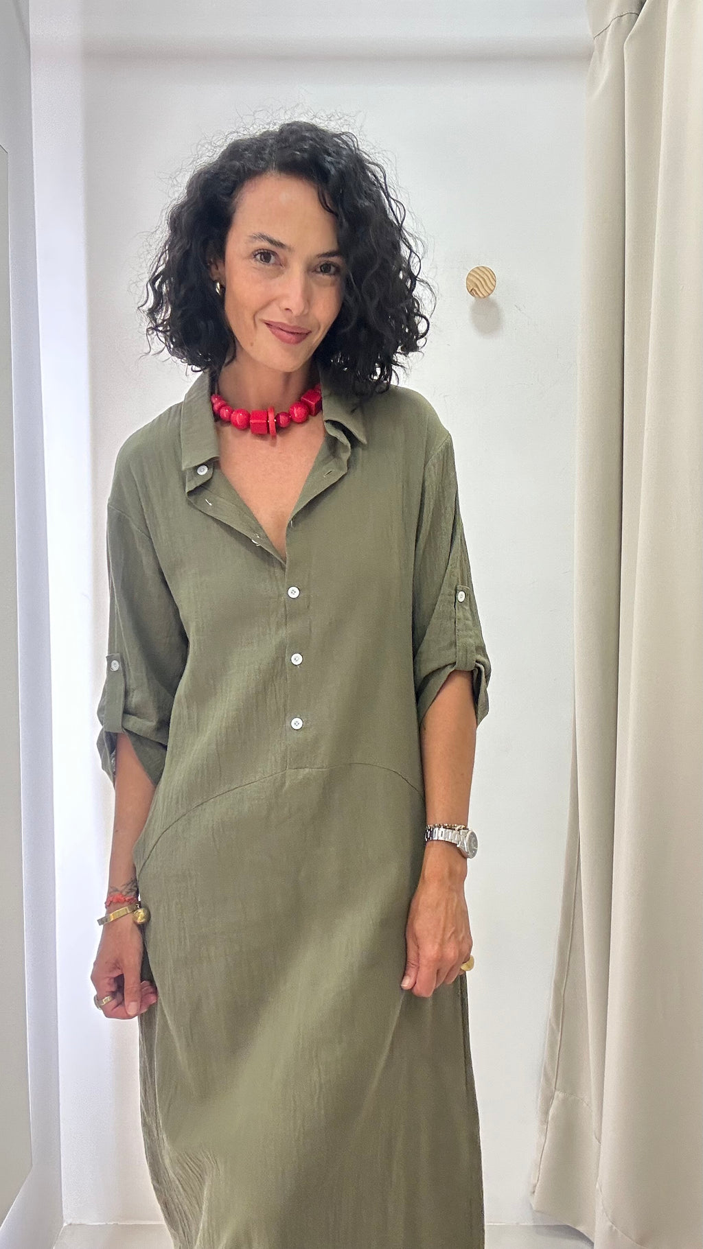 Vestido Botões Frontais Verde