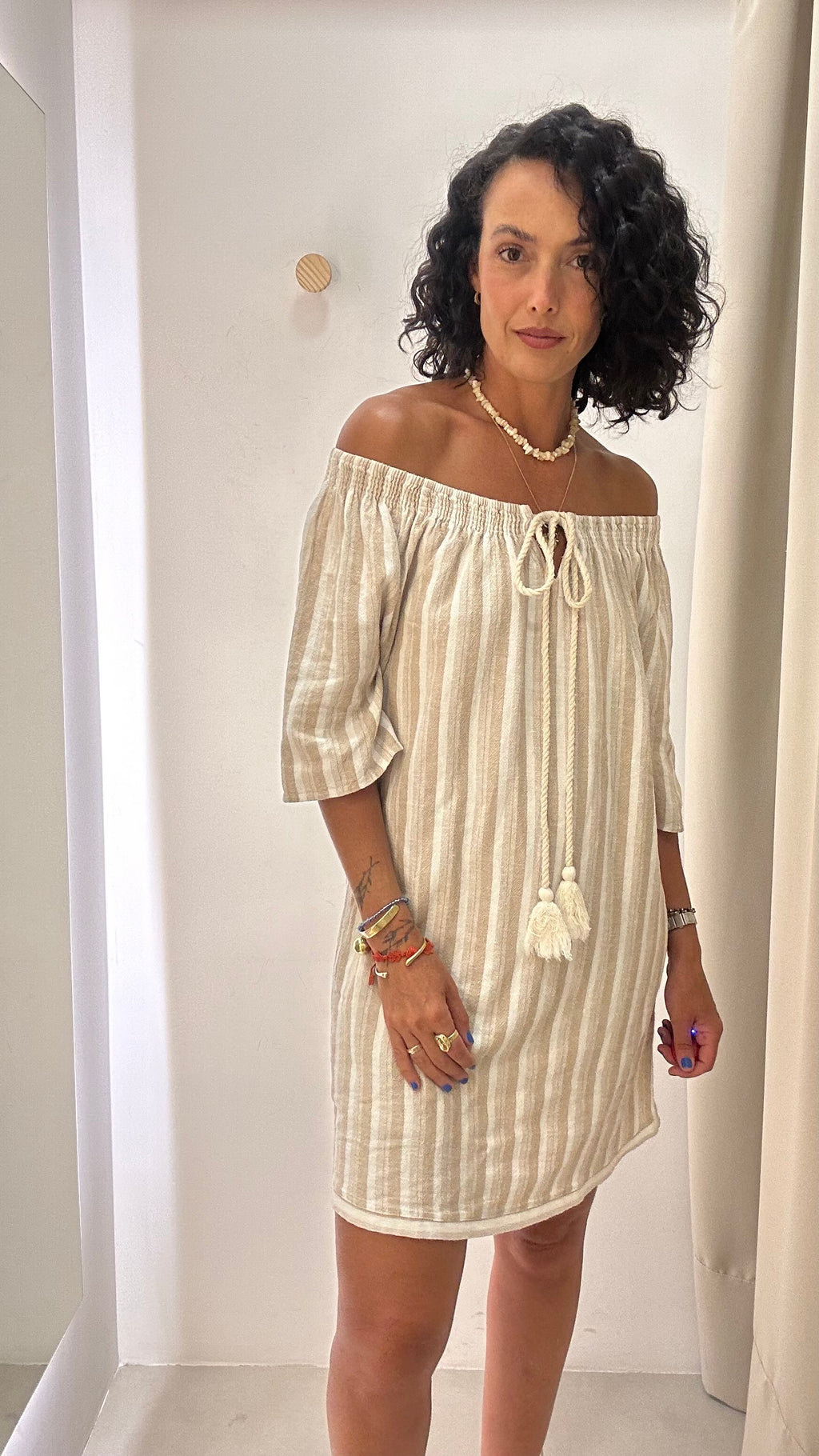 Vestido algodão listrado
