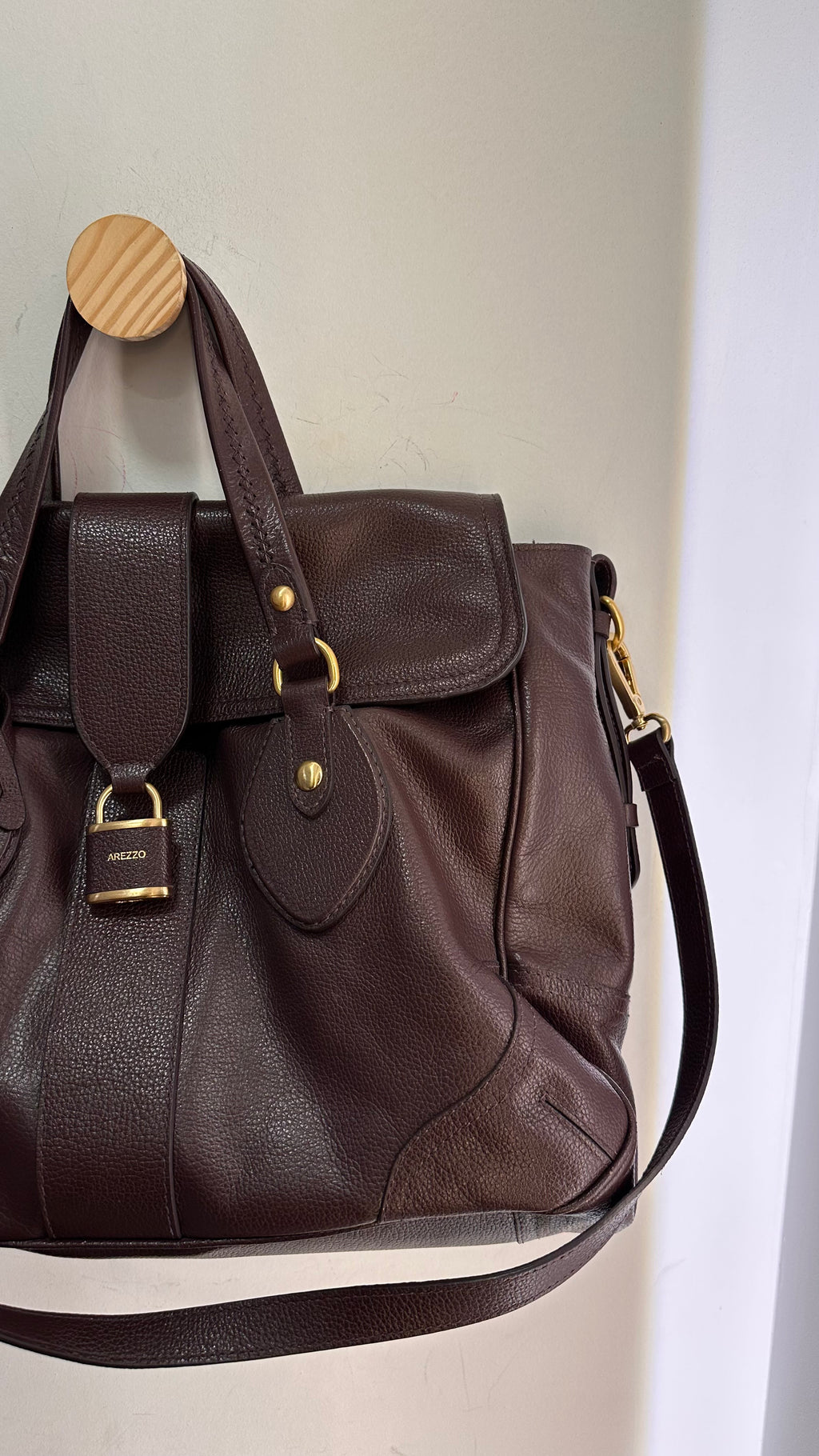 Bolsa couro vinho Arezzo