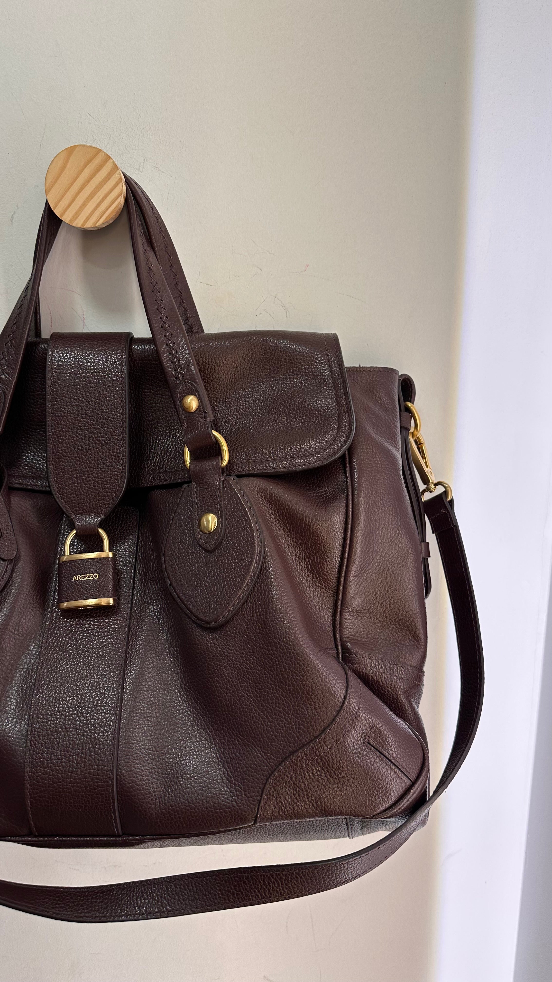 Bolsa couro vinho Arezzo
