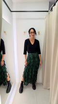 Saia Animal Print Verde 100% Seda C'est Tout