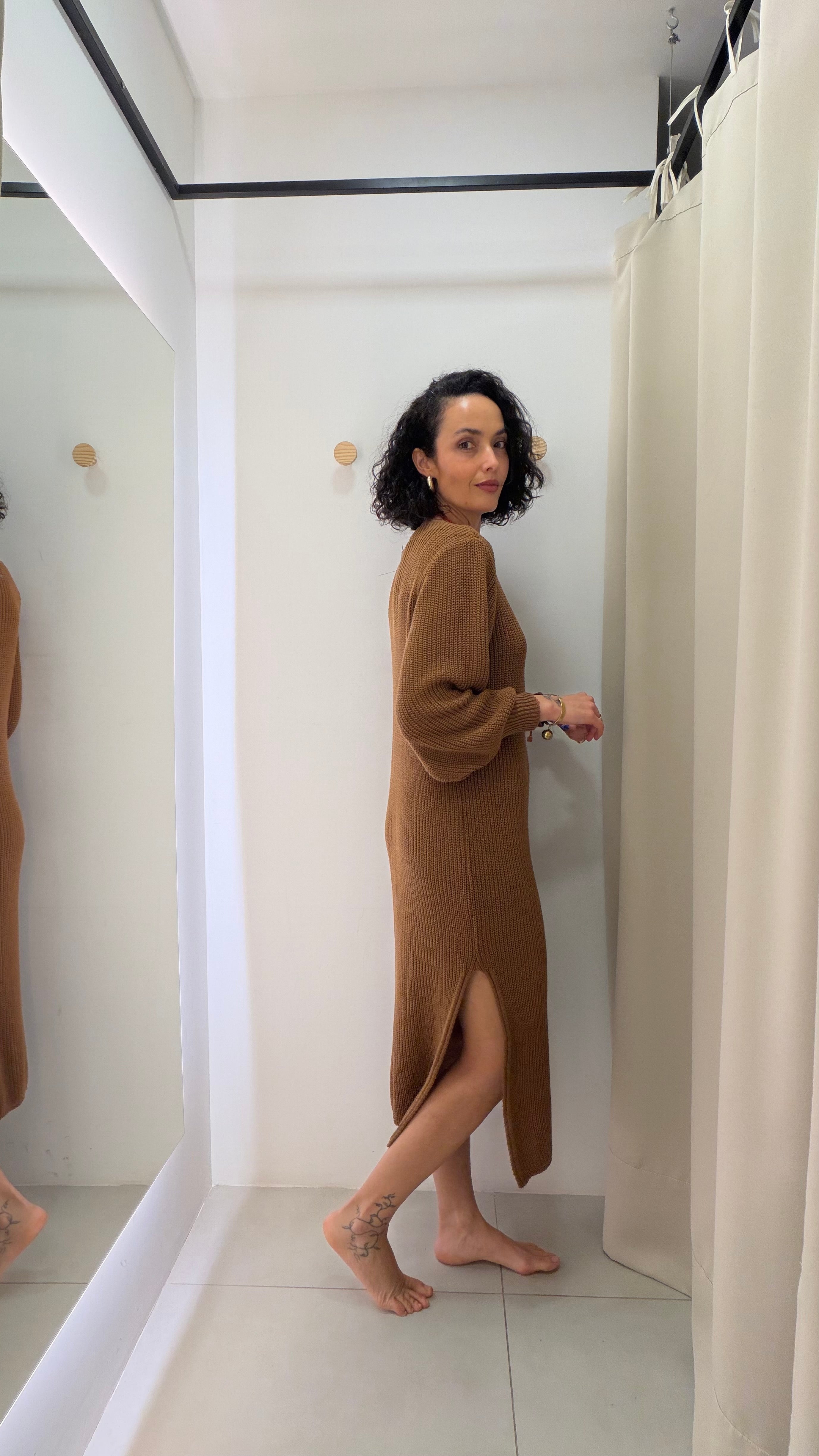 Vestido de Tricot Marrom Tannerie