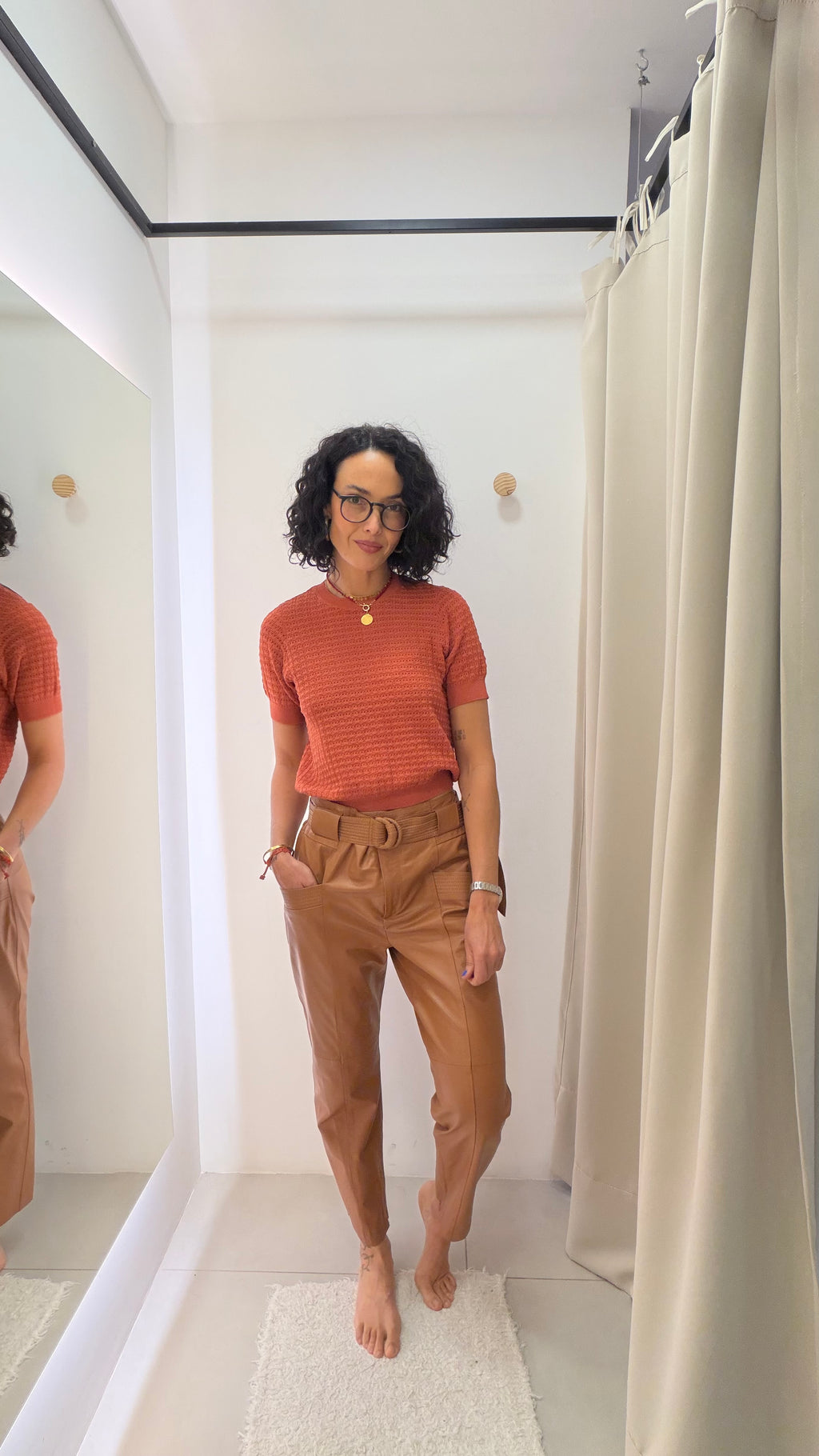 Calça de Couro Caramelo Brooksfield