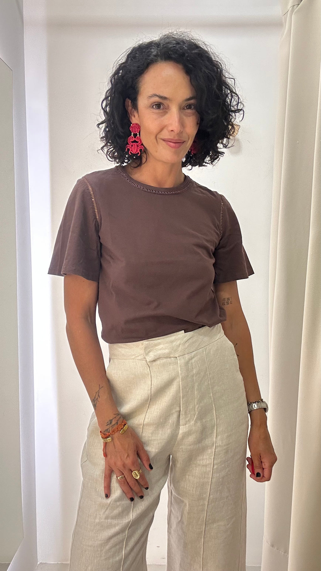 Blusa Marrom Shoulder