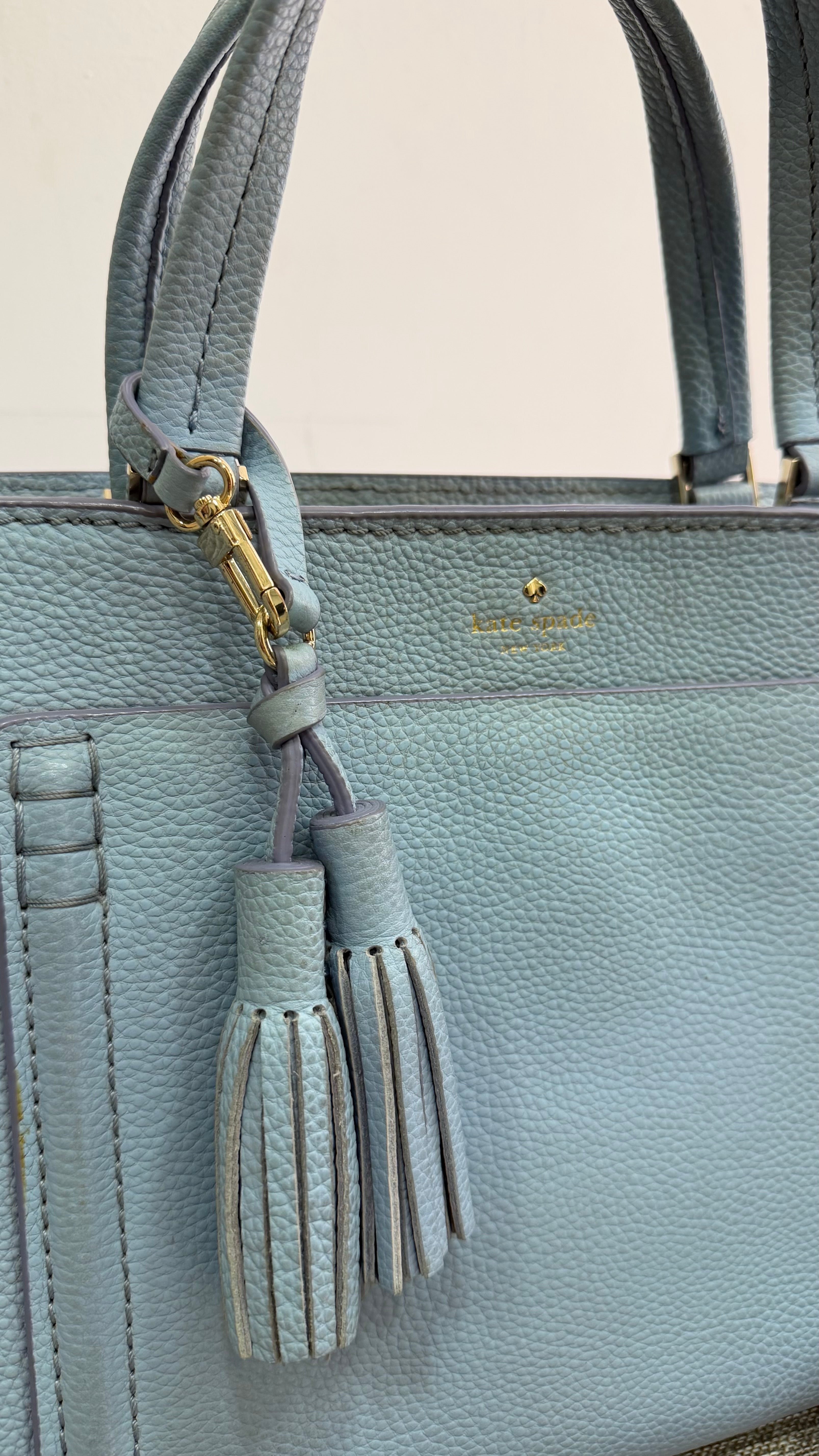 Bolsa couro azul Kate Spade