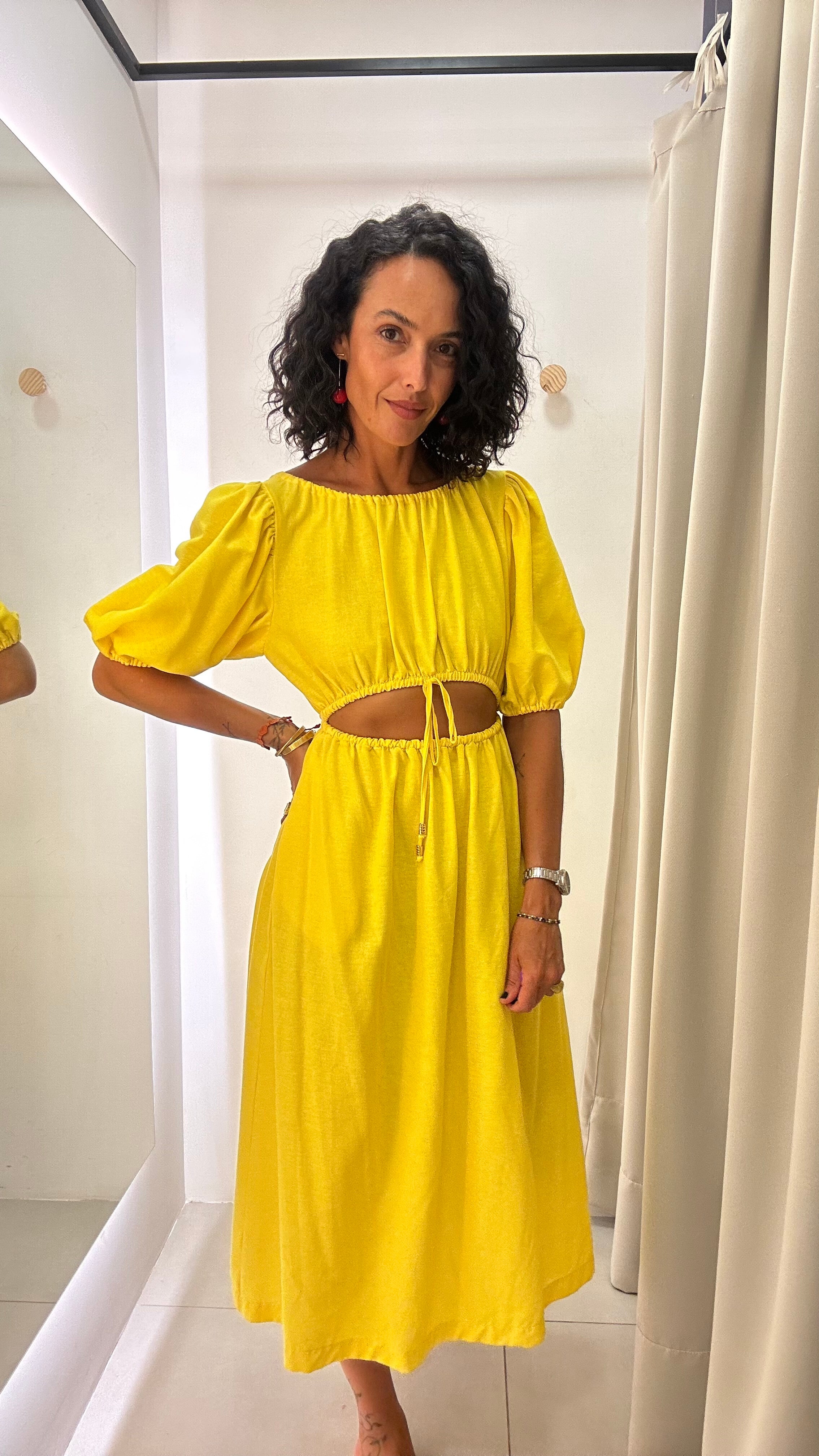 Vestido Evasê Amarelo