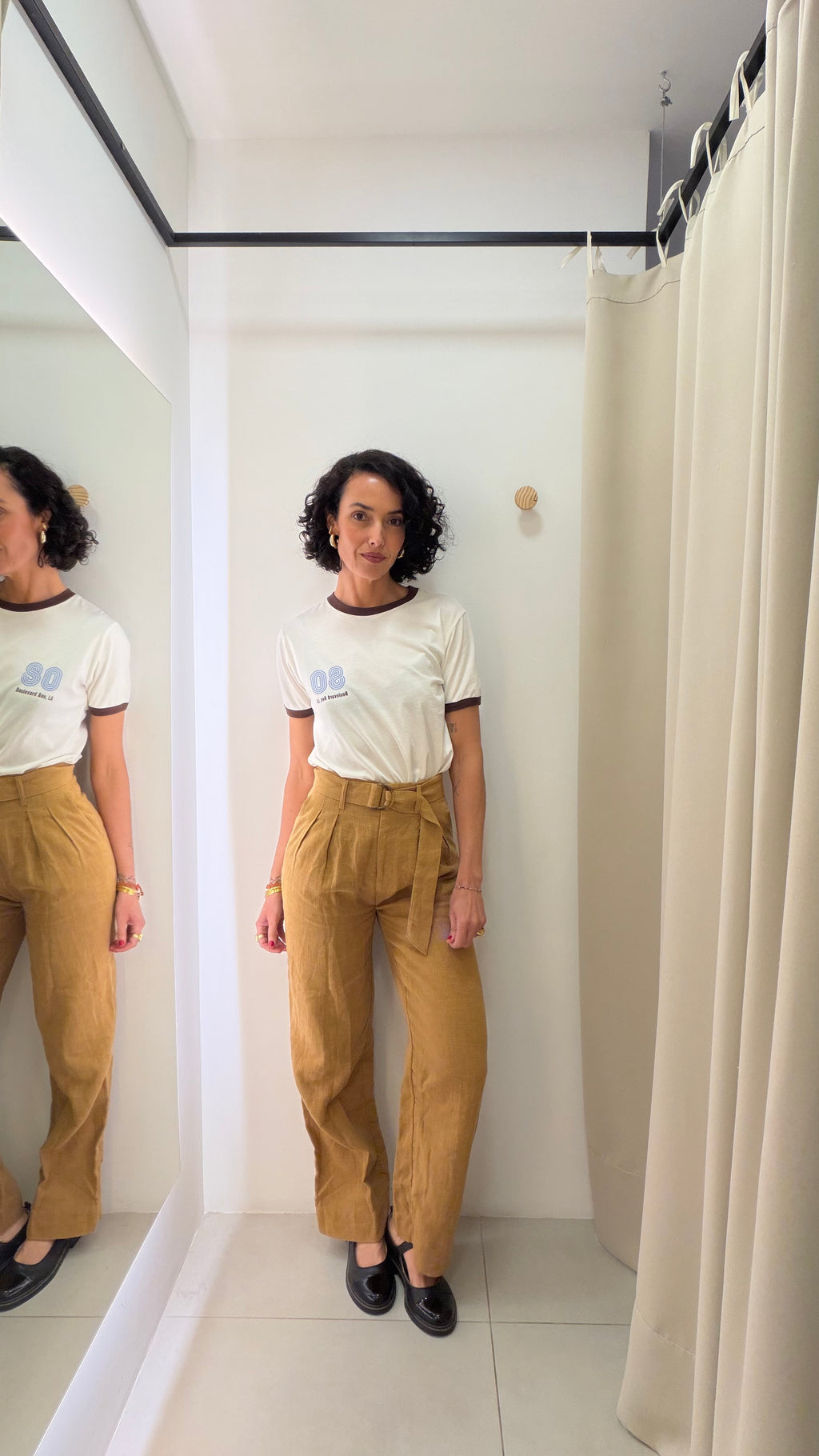 Calça algodão e linho H&M