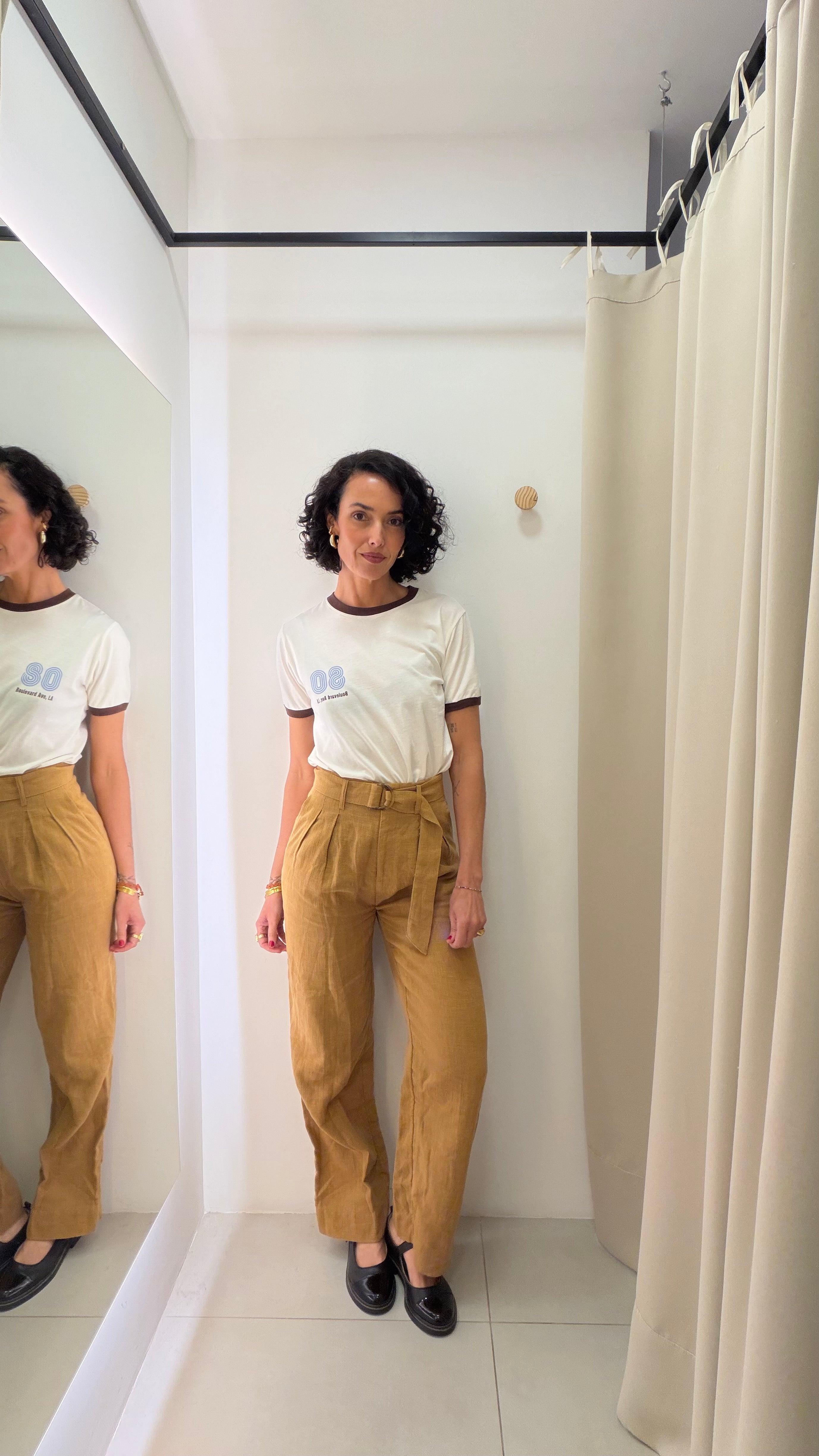 Calça algodão e linho H&M