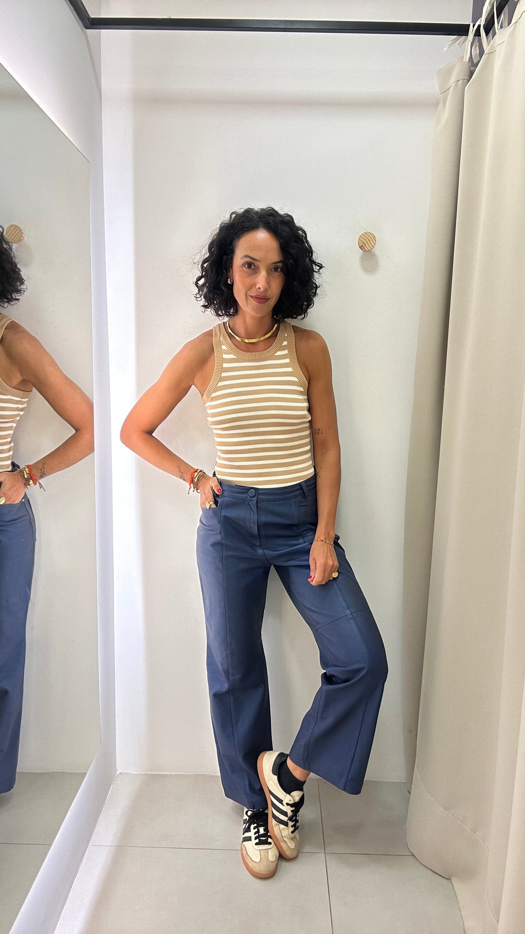 Calça Couro Azul Marinho Verosenso