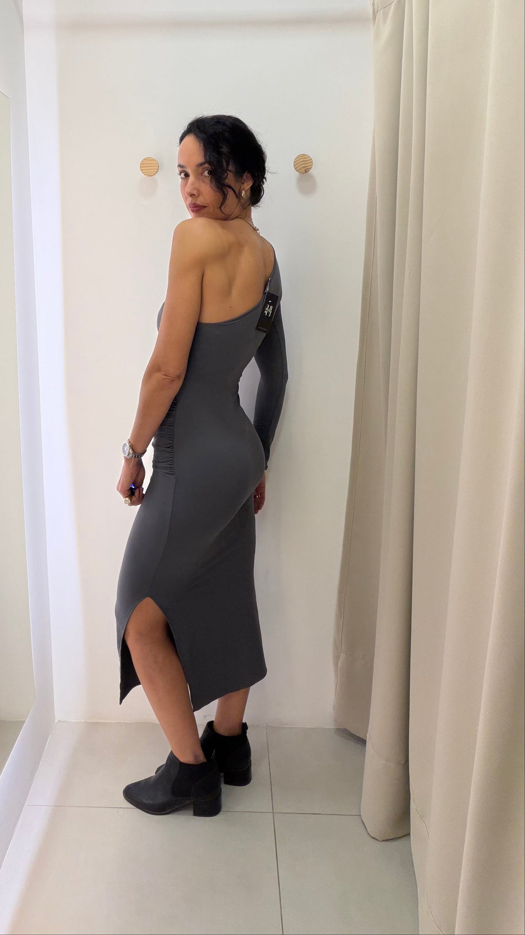 Vestido Longo Cinza Zara