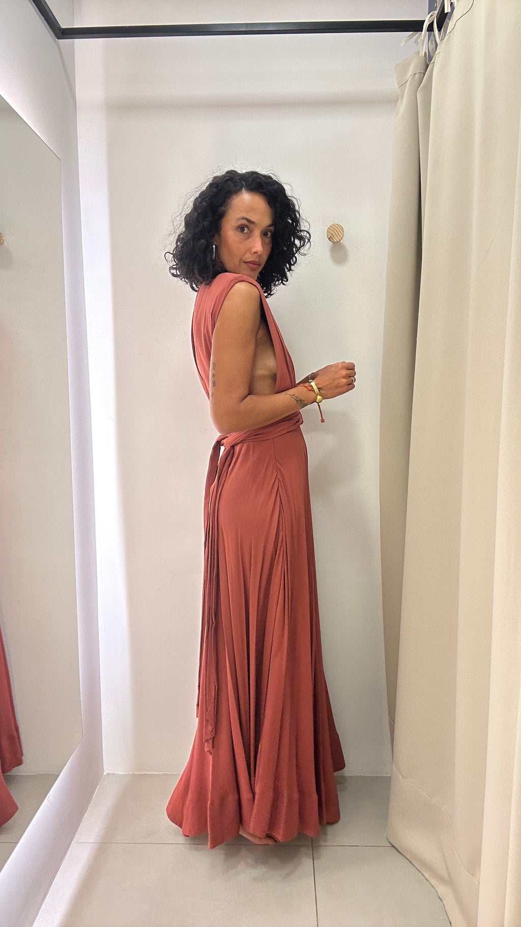 Vestido Longo de Festa Rosa Chá