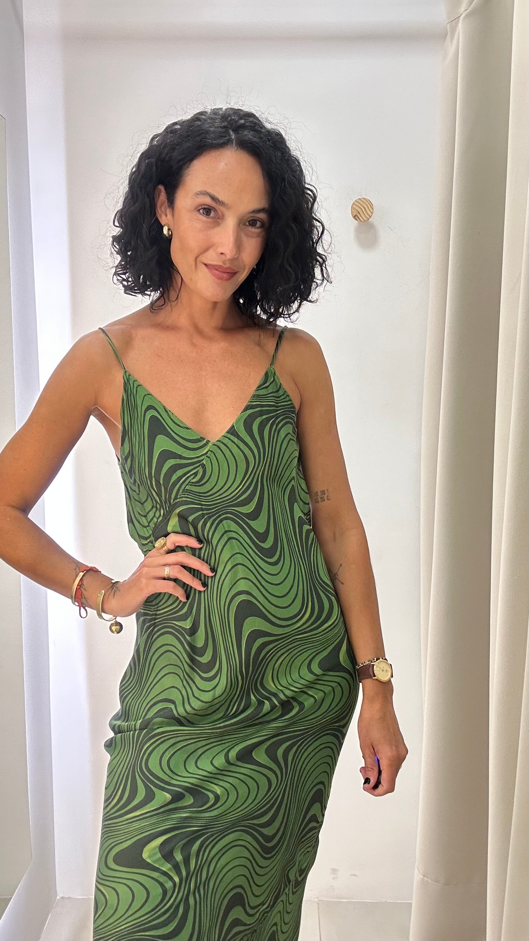 Vestido Verde Estampado Zara