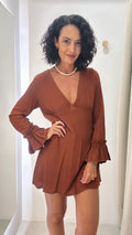 Vestido Manga Longa Terracota