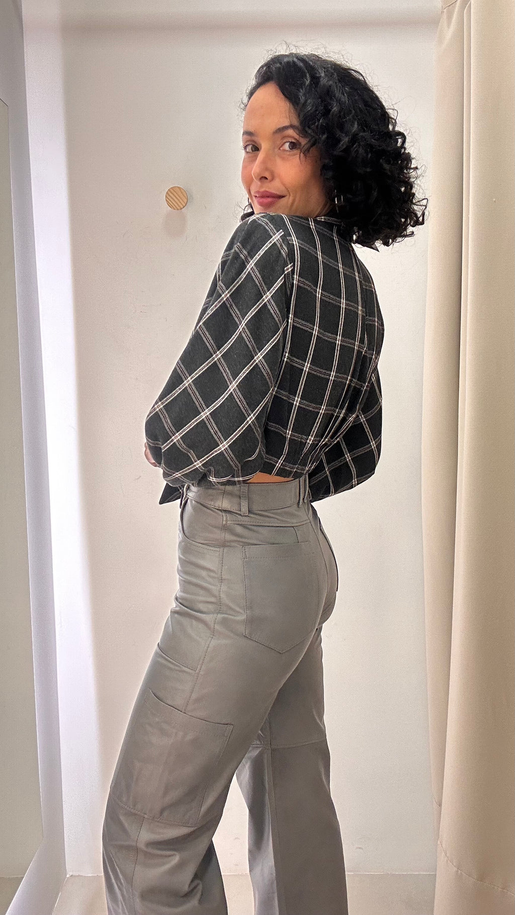 Camisa Cropped Xadrez