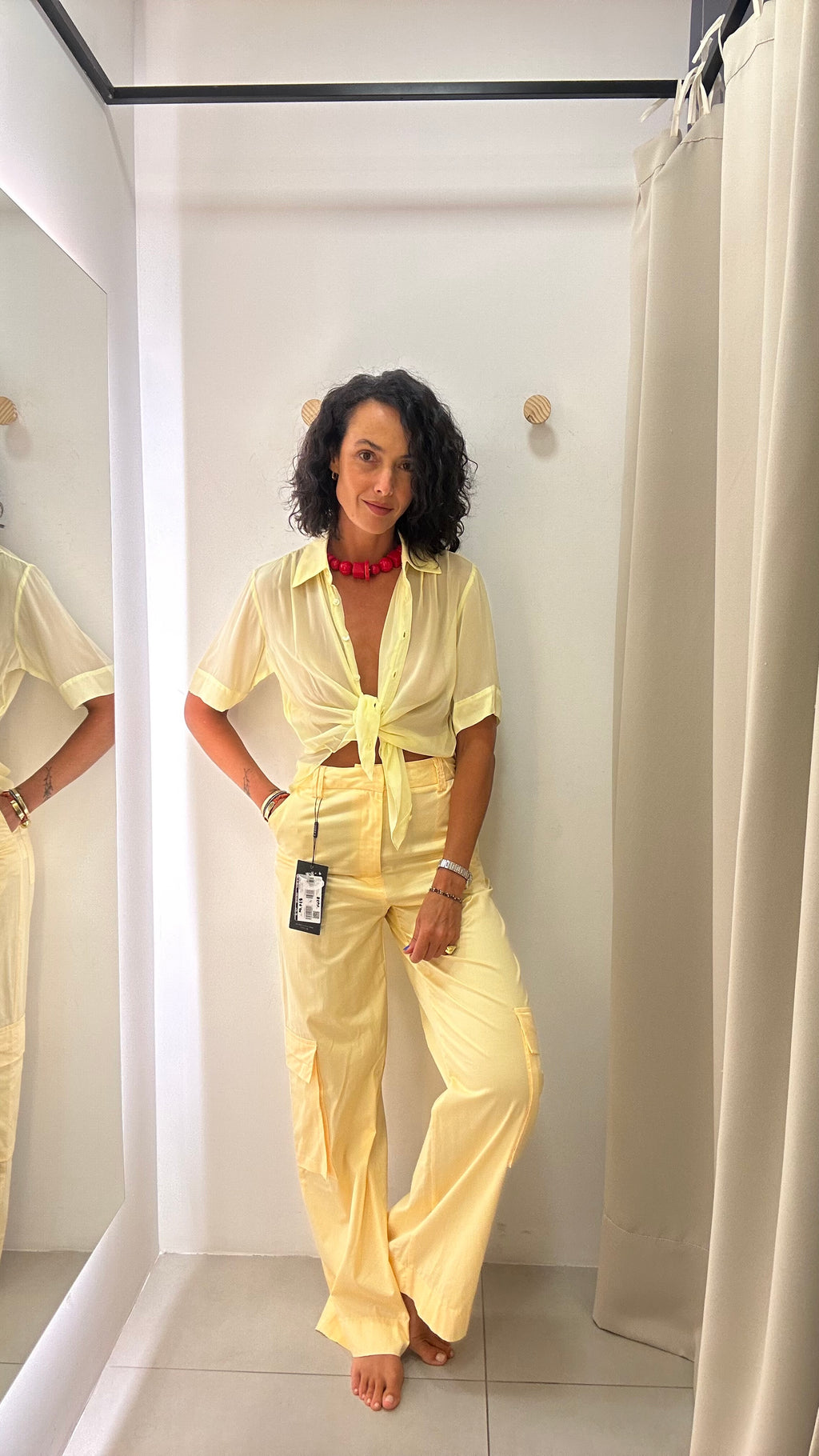 Calça Cargo Amarelo Manteiga