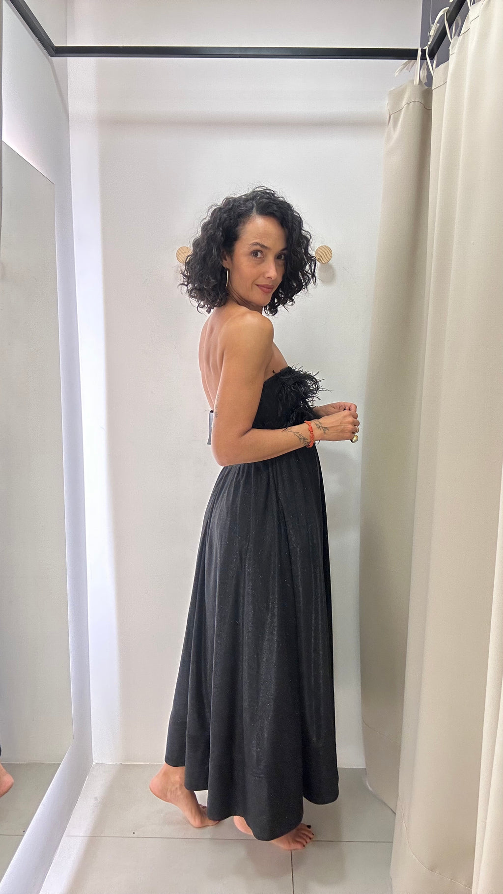 Vestido de Festa com plumas