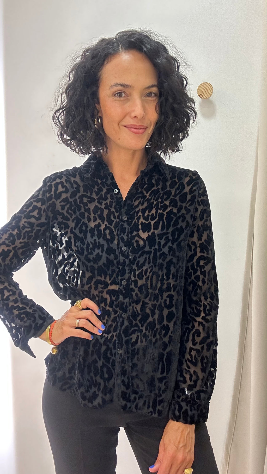 Camisa Preta Animal Print Iodice