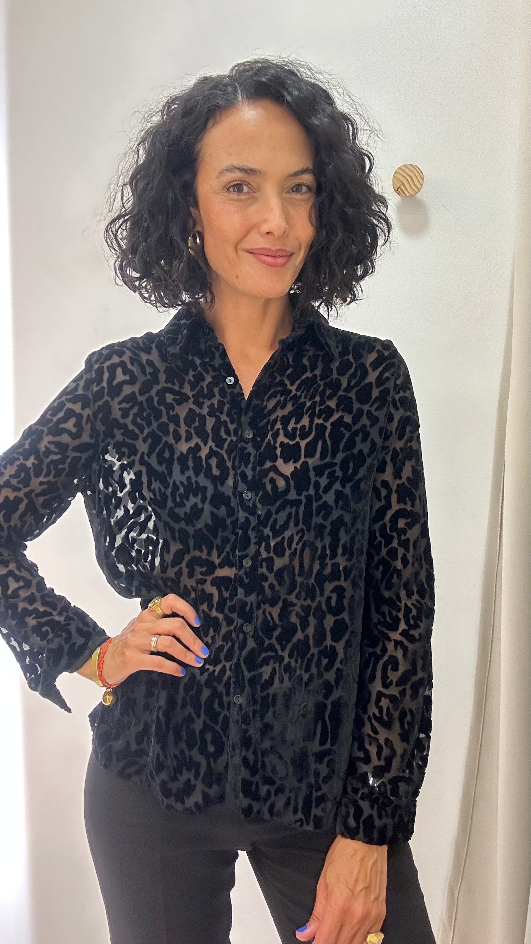 Camisa Preta Animal Print Iodice